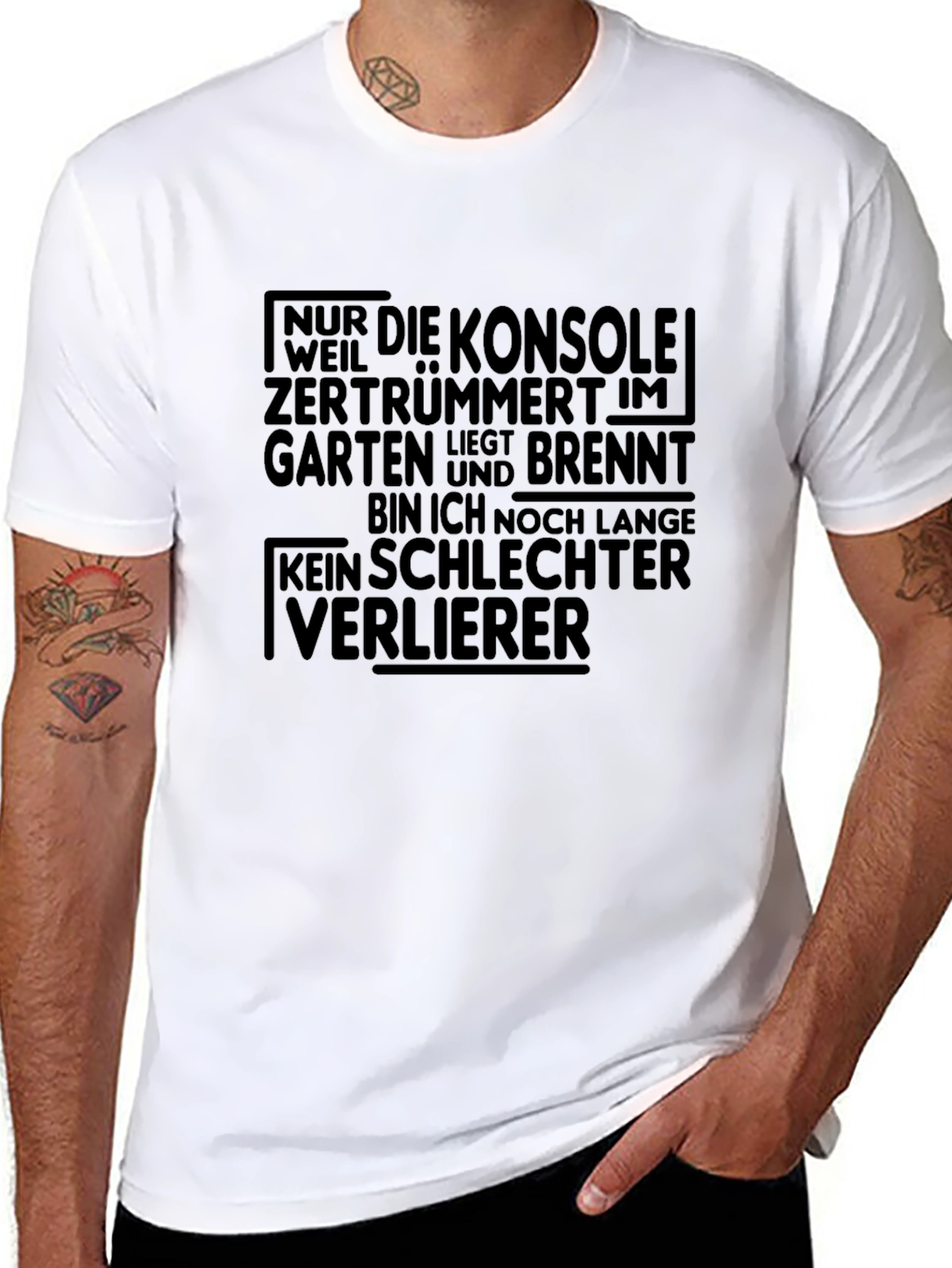 Gamer T-Shirt: No Bad Loser Funny German Quote