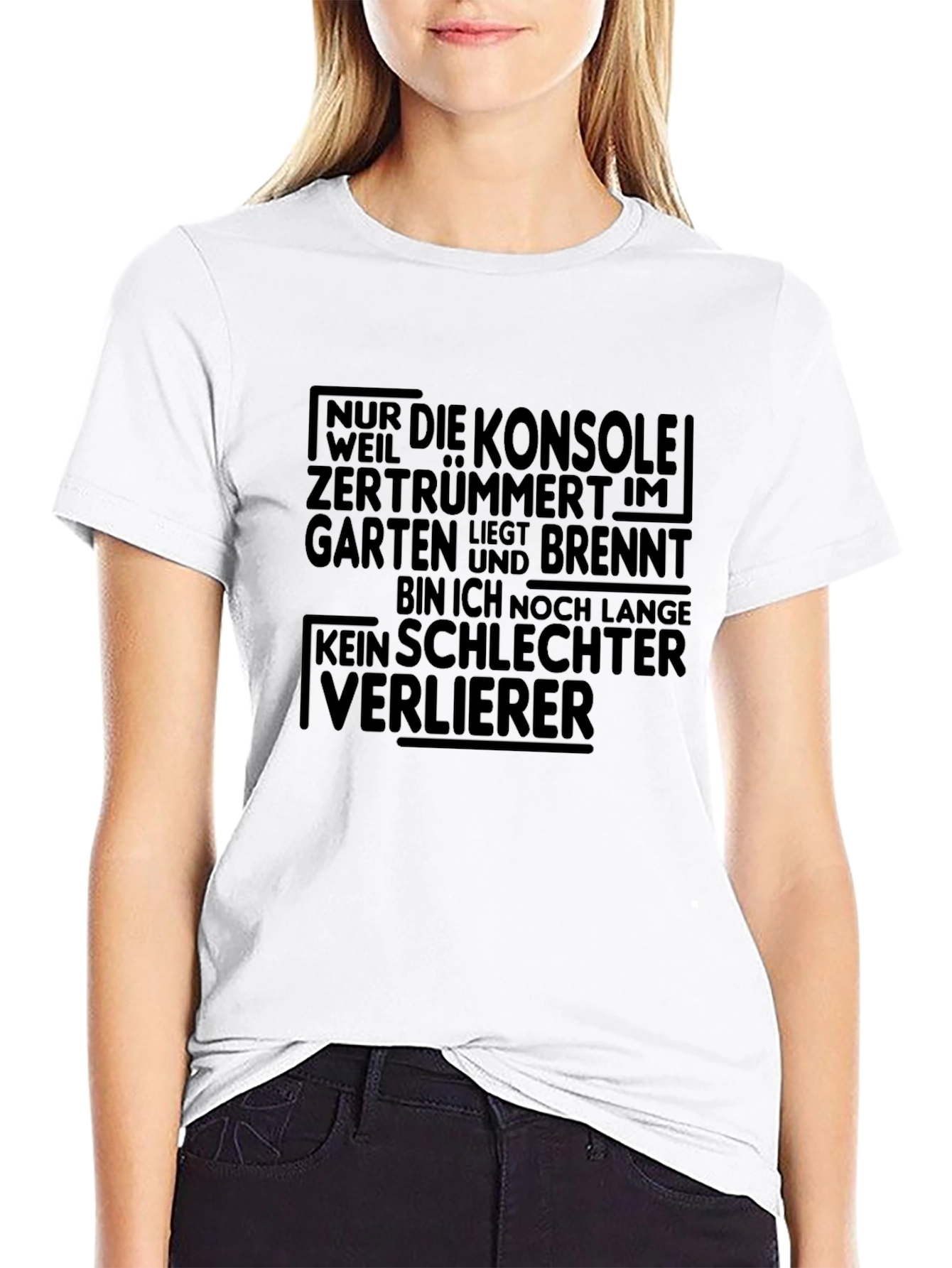 Gamer T-Shirt: No Bad Loser Funny German Quote