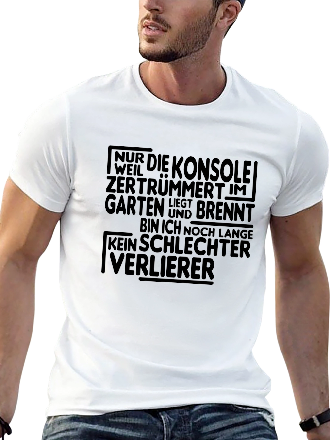 Gamer T-Shirt: No Bad Loser Funny German Quote