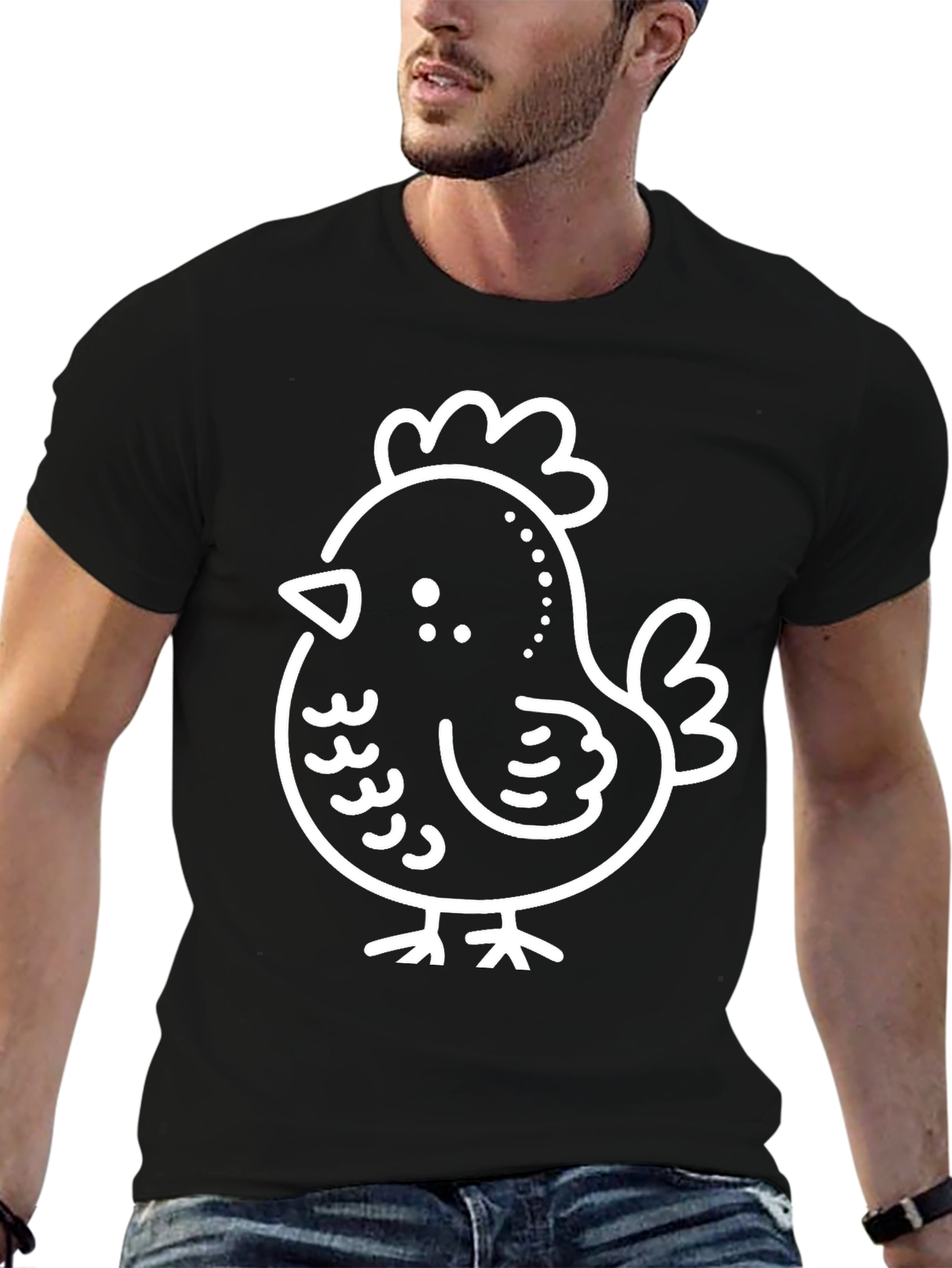 Cute Chicken Graphic Tee - Black