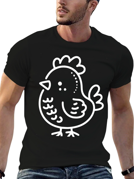 Cute Chicken Graphic Tee - Black