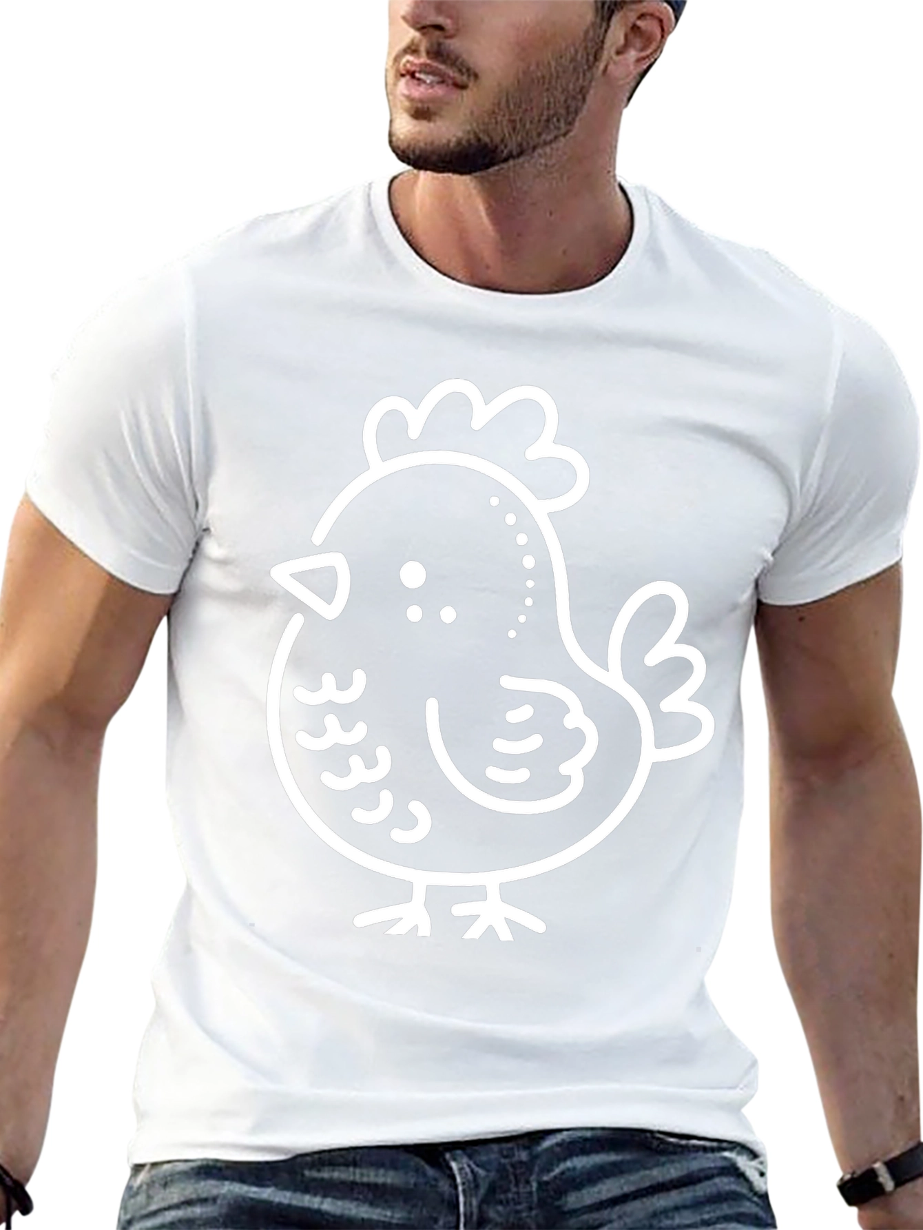 Cute Chicken Graphic Tee - Black