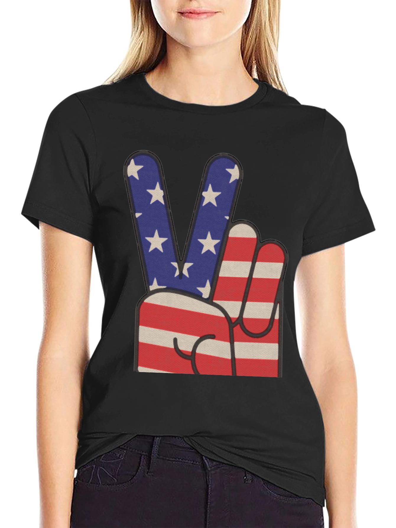 Patriotic Peace Sign Graphic T-Shirt
