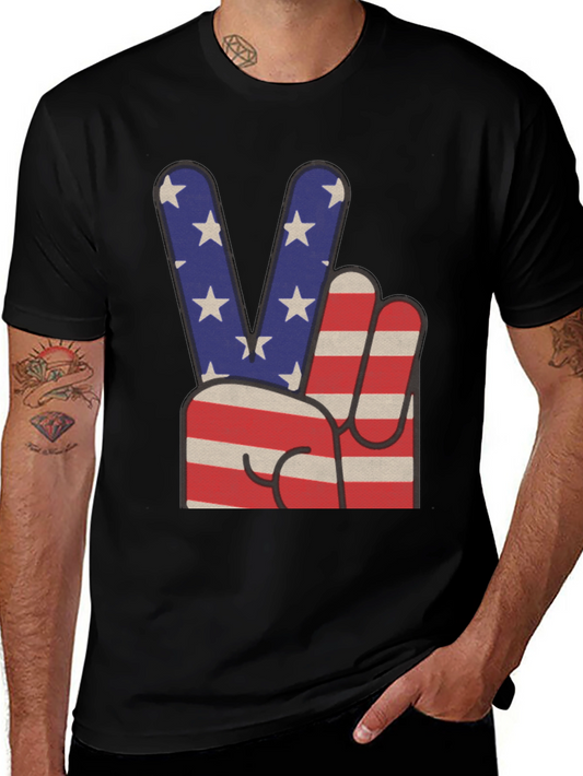 Patriotic Peace Sign Graphic T-Shirt