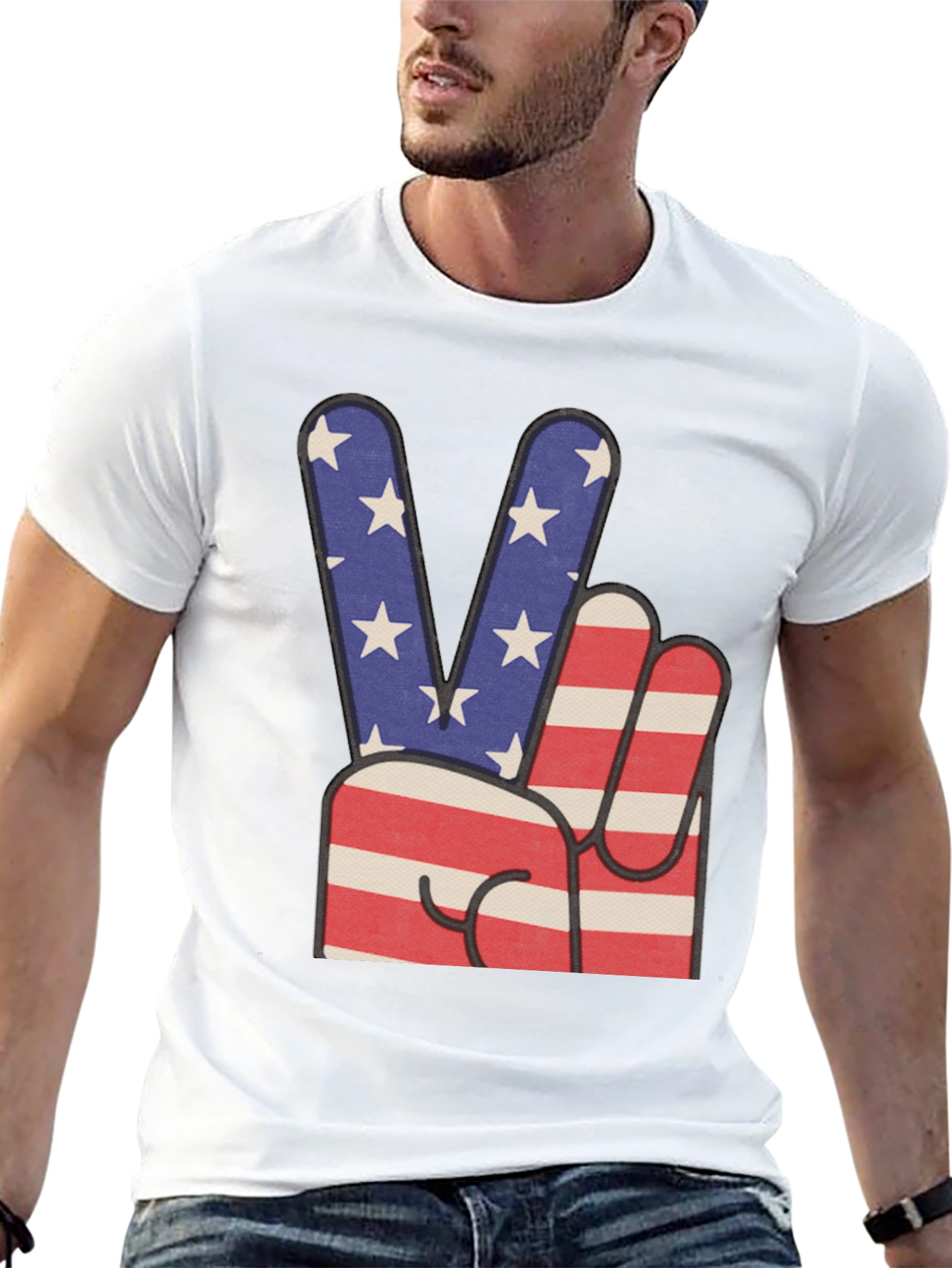 Patriotic Peace Sign Graphic T-Shirt