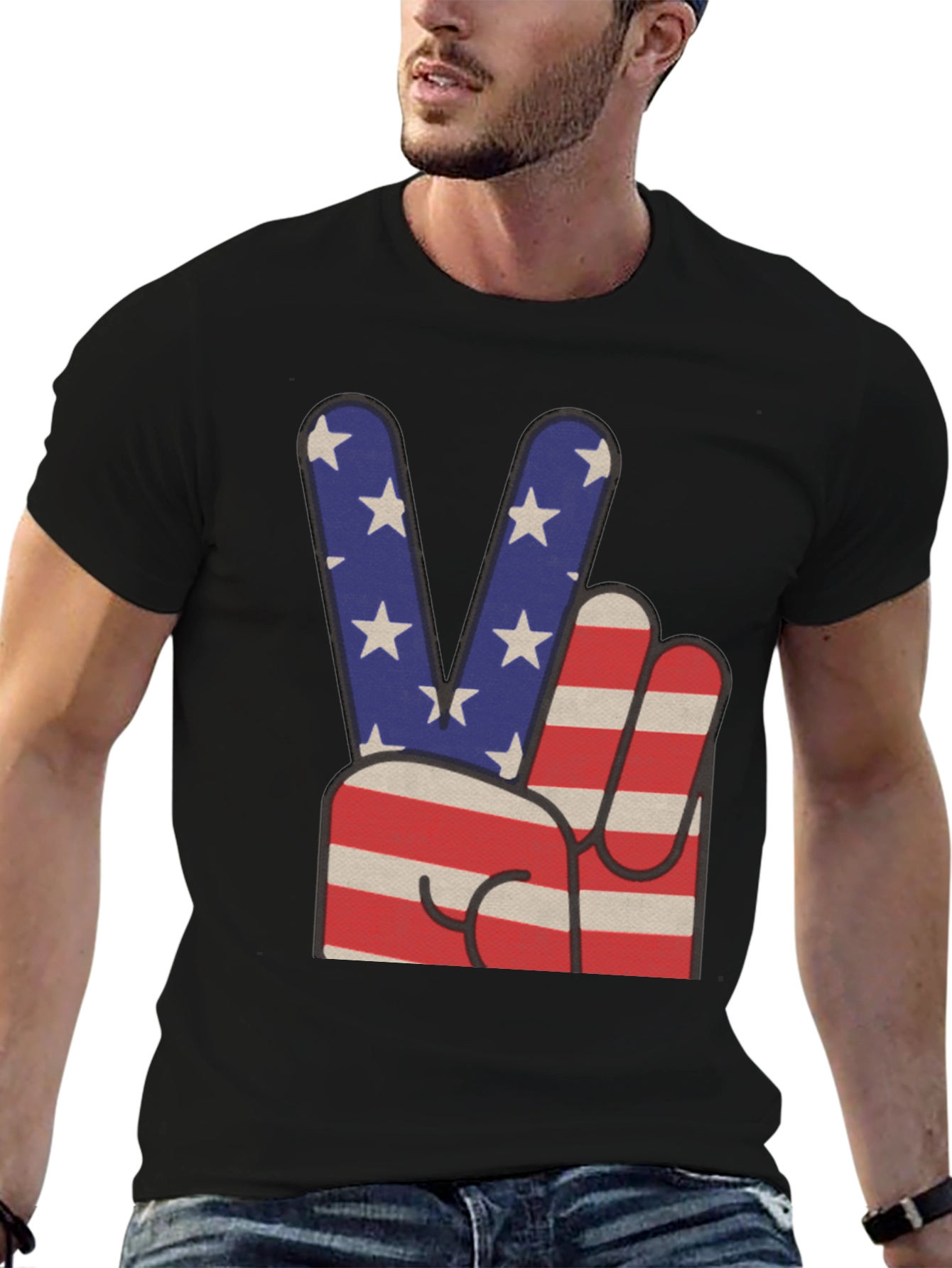 Patriotic Peace Sign Graphic T-Shirt