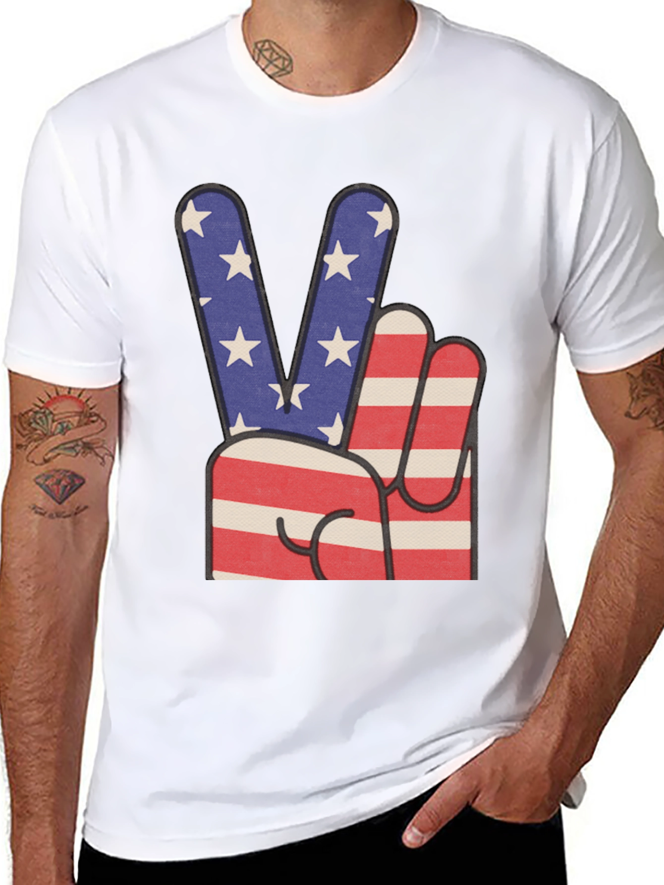 Patriotic Peace Sign Graphic T-Shirt