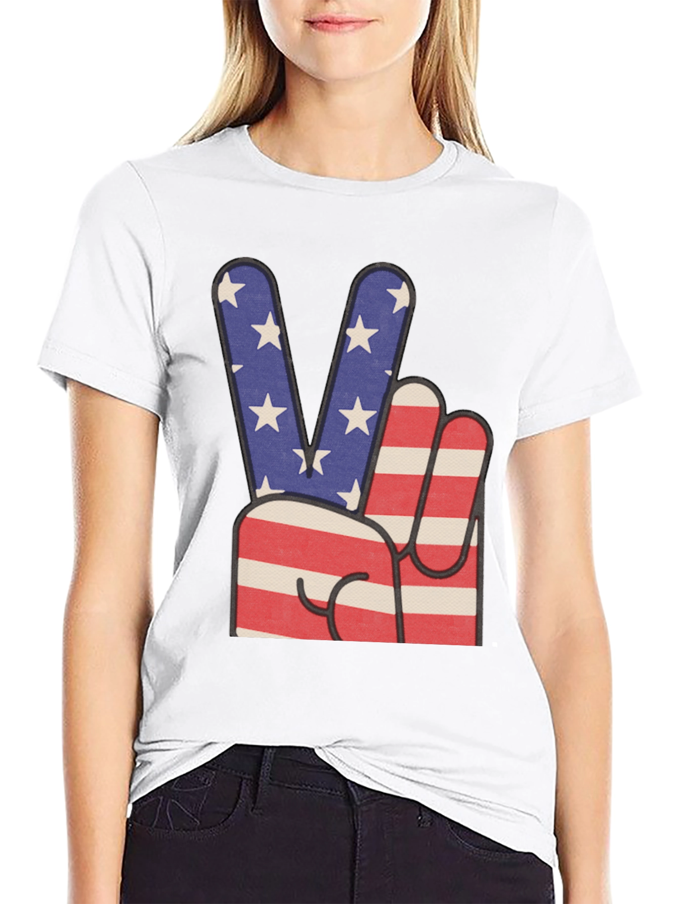 Patriotic Peace Sign Graphic T-Shirt