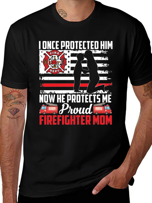 Proud Firefighter Mom Graphic T-Shirt