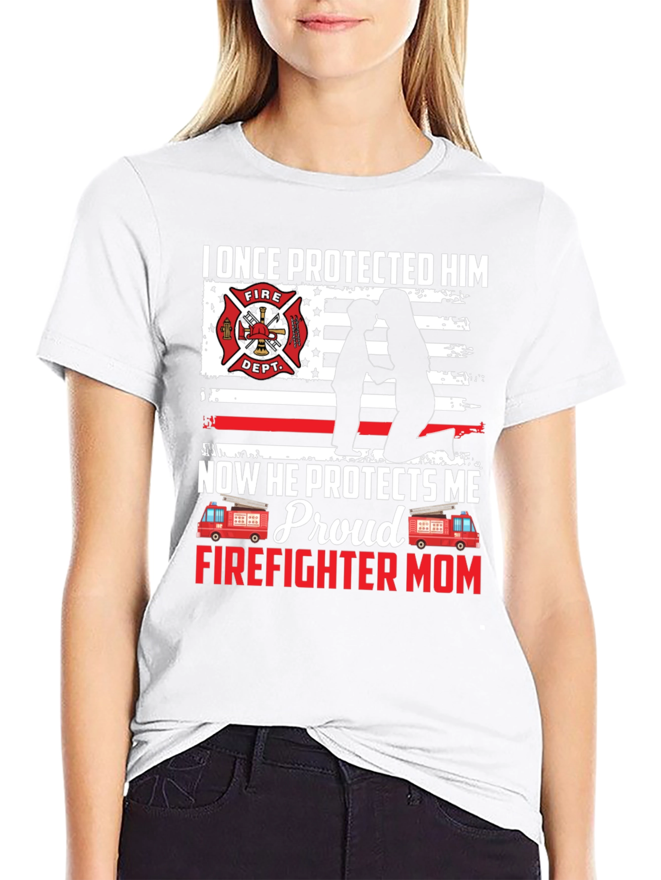 Proud Firefighter Mom Graphic T-Shirt