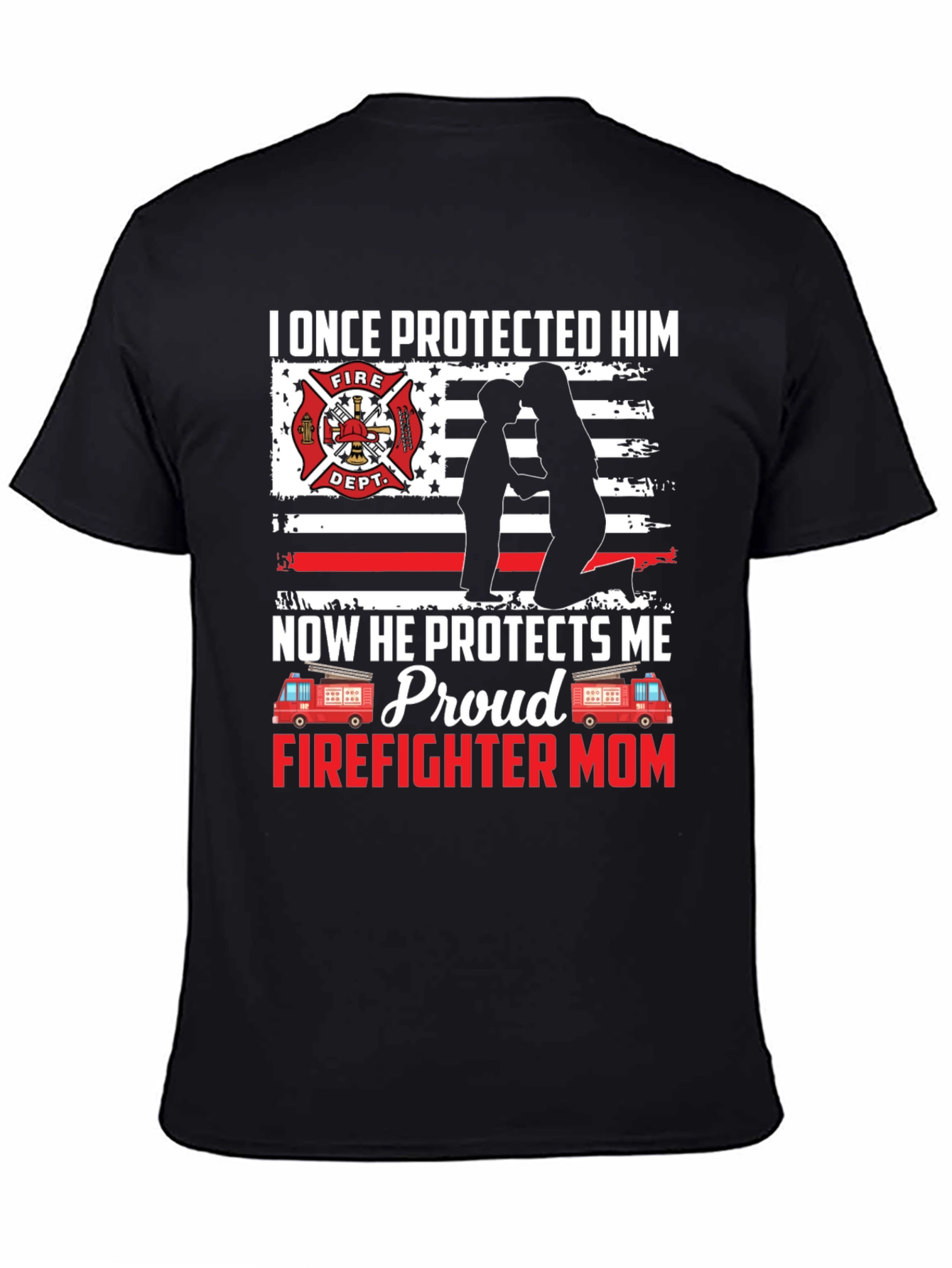 Proud Firefighter Mom Graphic T-Shirt