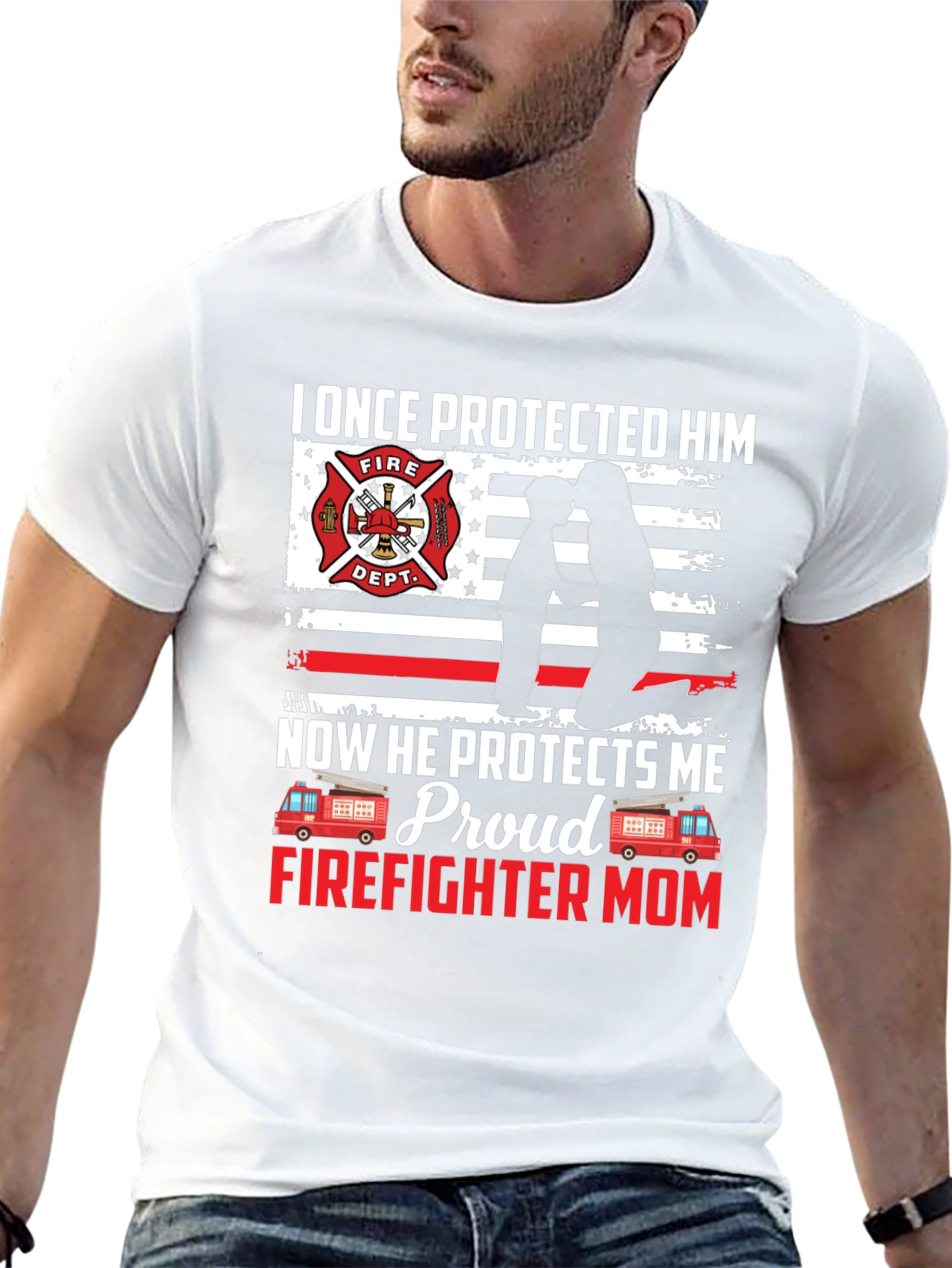 Proud Firefighter Mom Graphic T-Shirt
