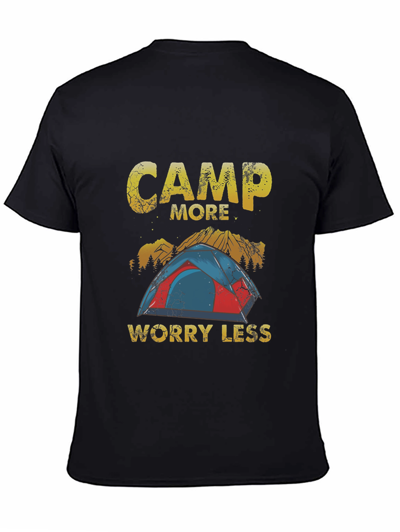 Camp More Worry Less Black Graphic Tee