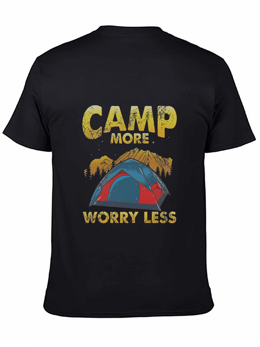Camp More Worry Less Black Graphic Tee