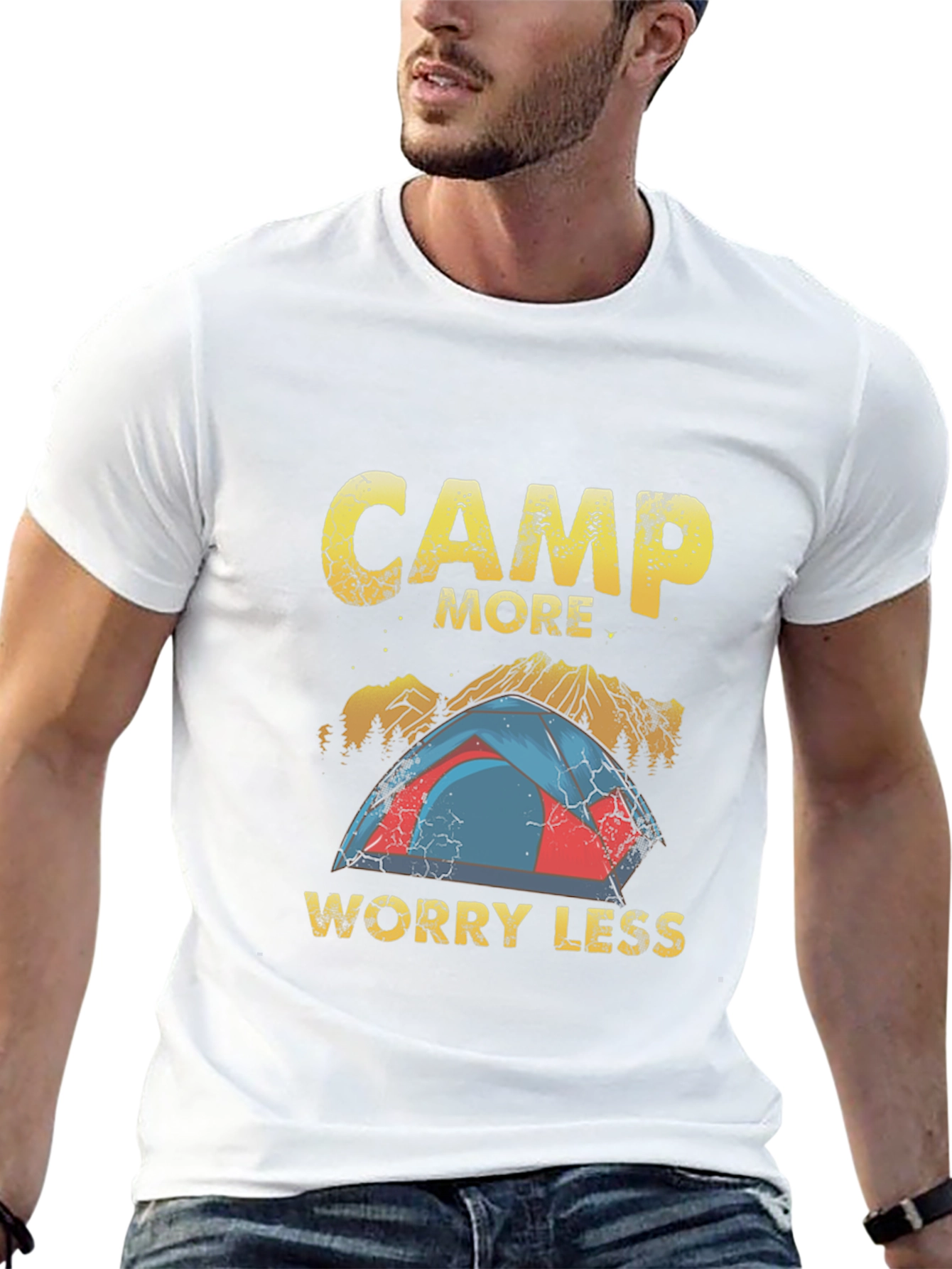 Camp More Worry Less Black Graphic Tee