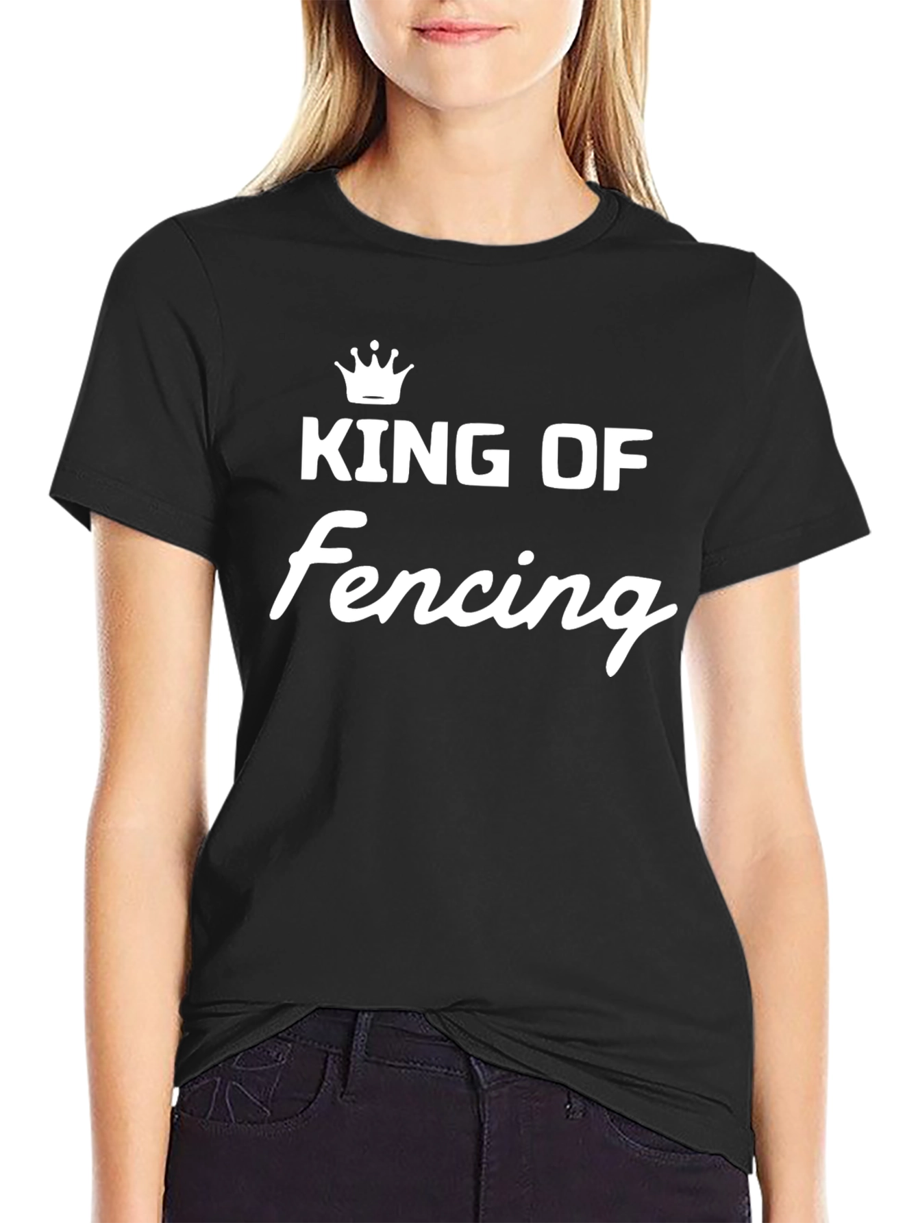 King of Fencing T-Shirt - Black Crew Neck