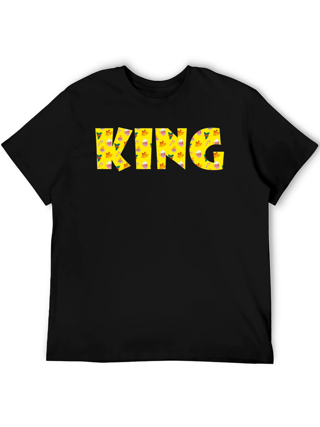 King Holiday Patterned Black T-Shirt
