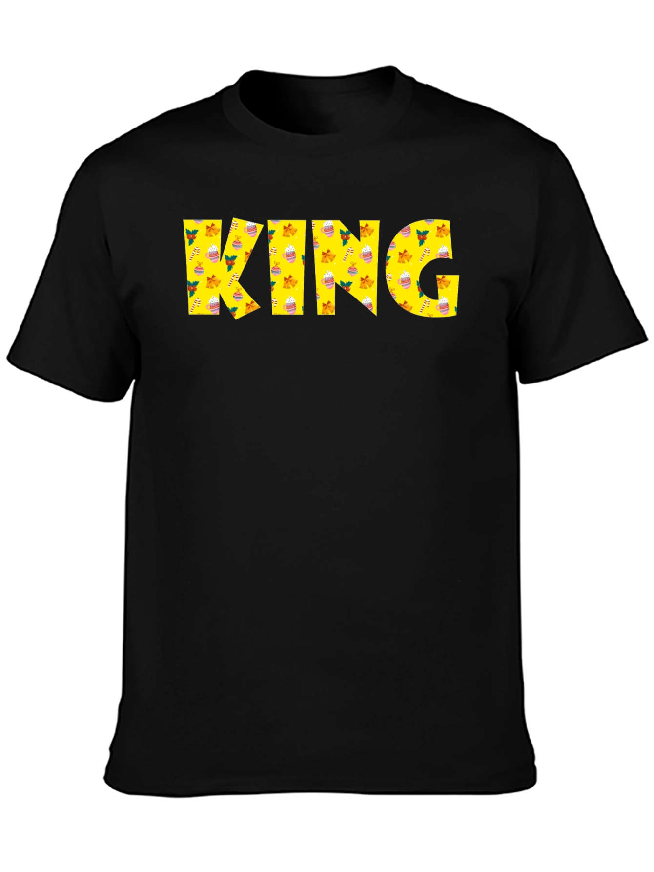 King Holiday Patterned Black T-Shirt