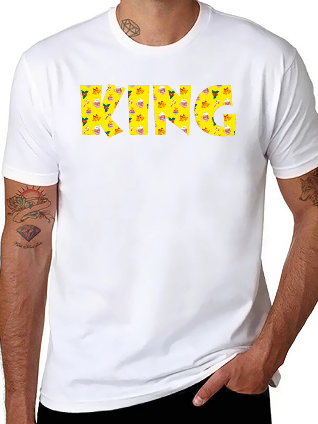 King Holiday Patterned Black T-Shirt
