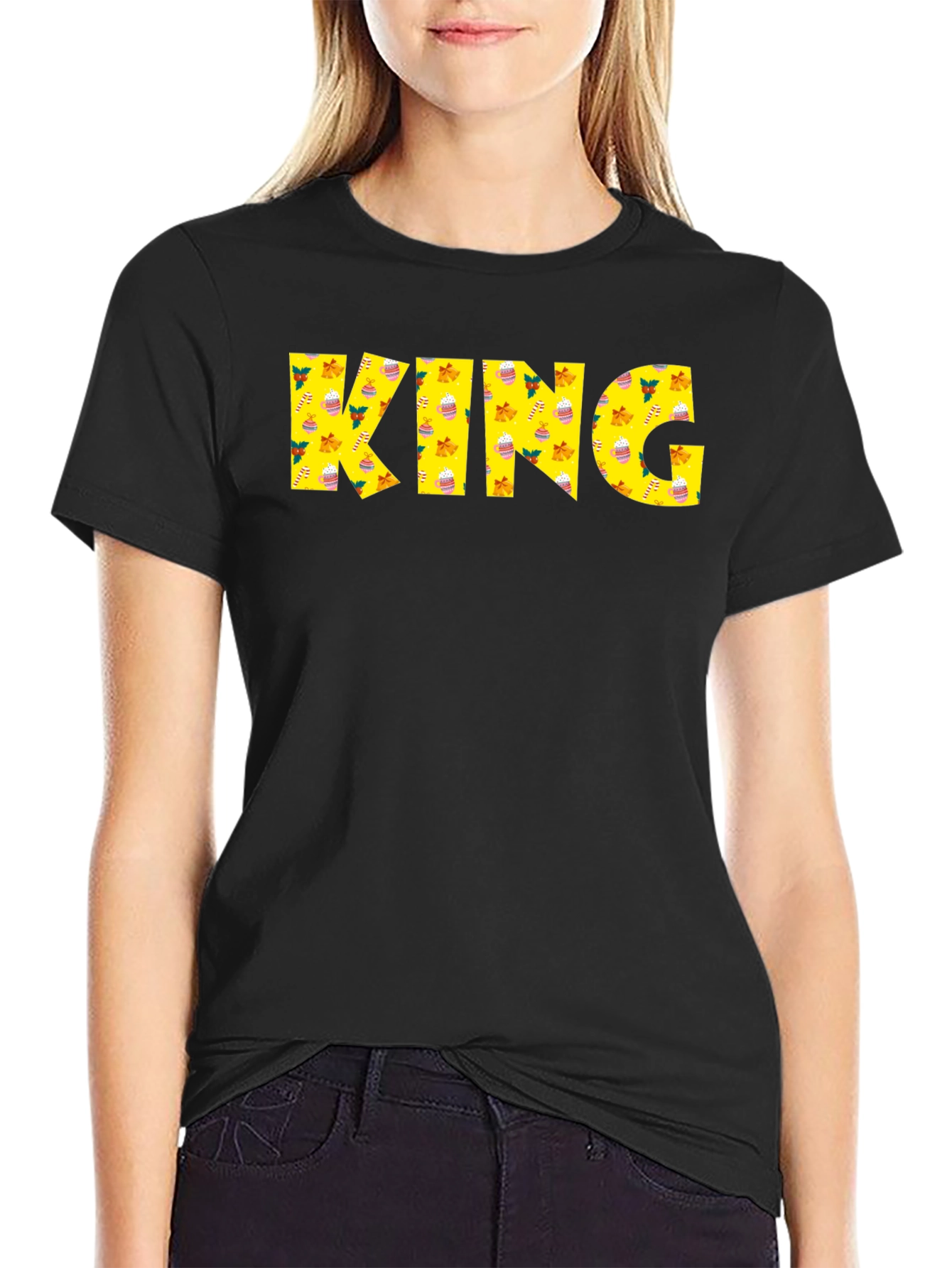 King Holiday Patterned Black T-Shirt