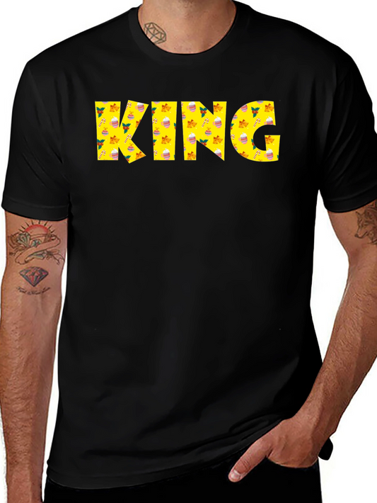 King Holiday Patterned Black T-Shirt