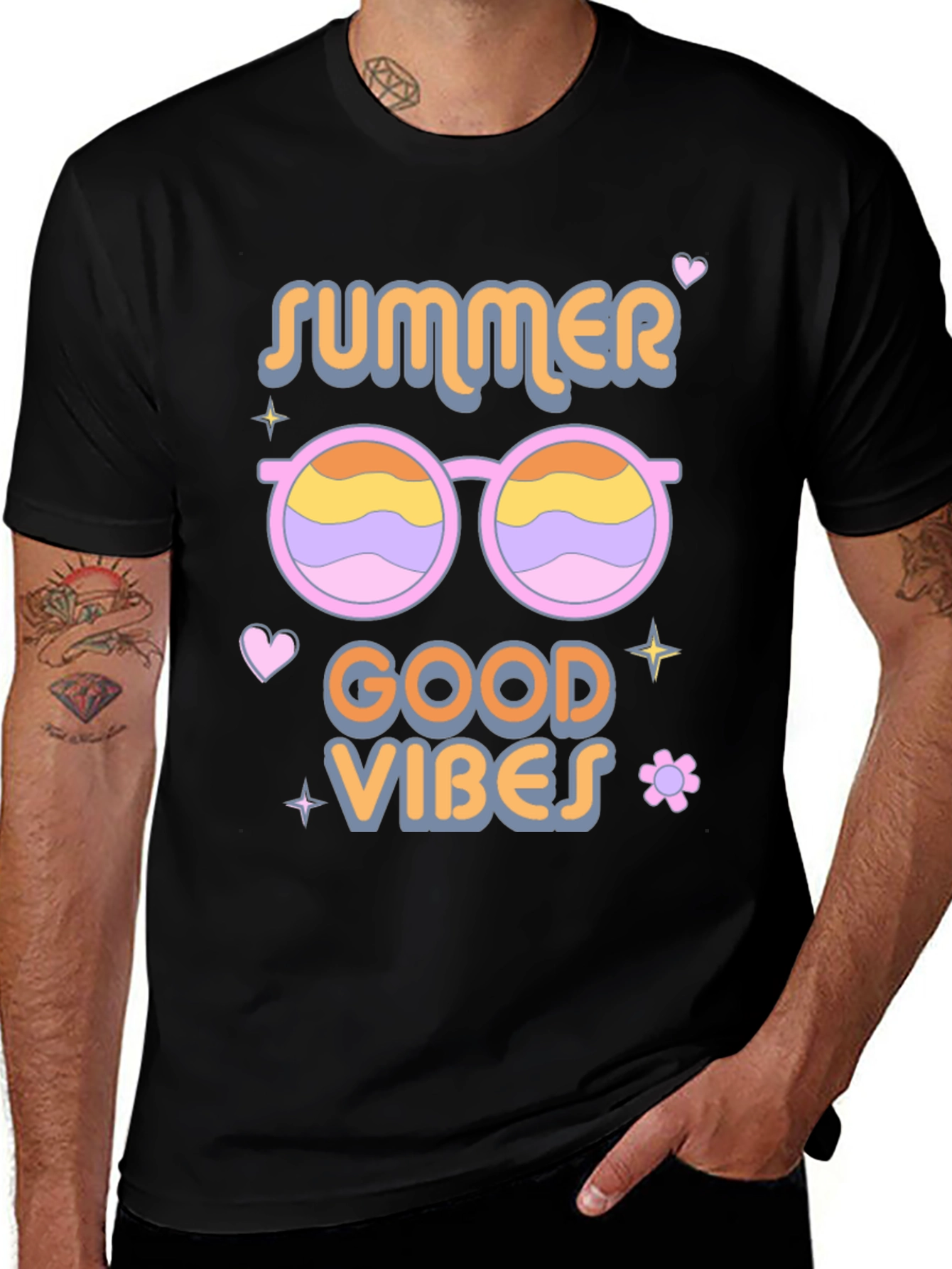 Summer Good Vibes Black T-Shirt
