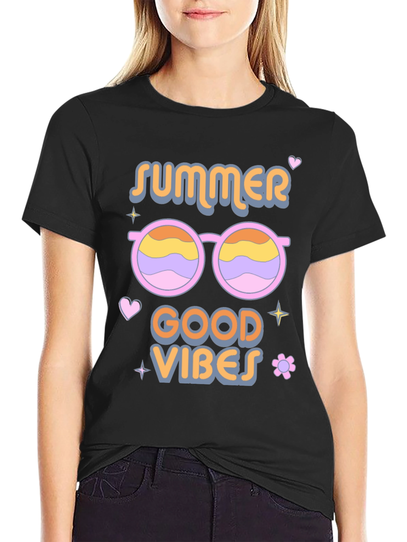 Summer Good Vibes Black T-Shirt