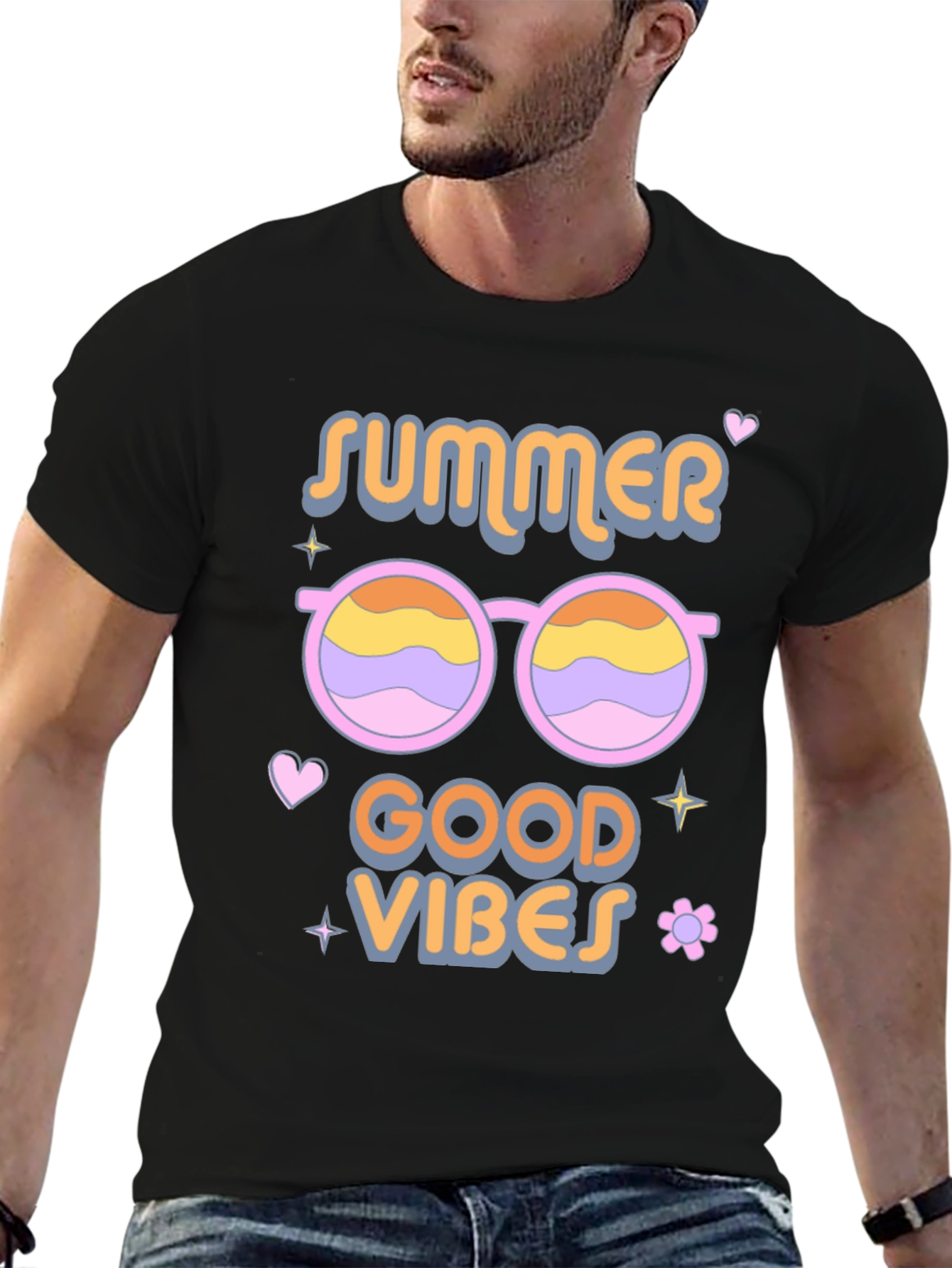 Summer Good Vibes Black T-Shirt