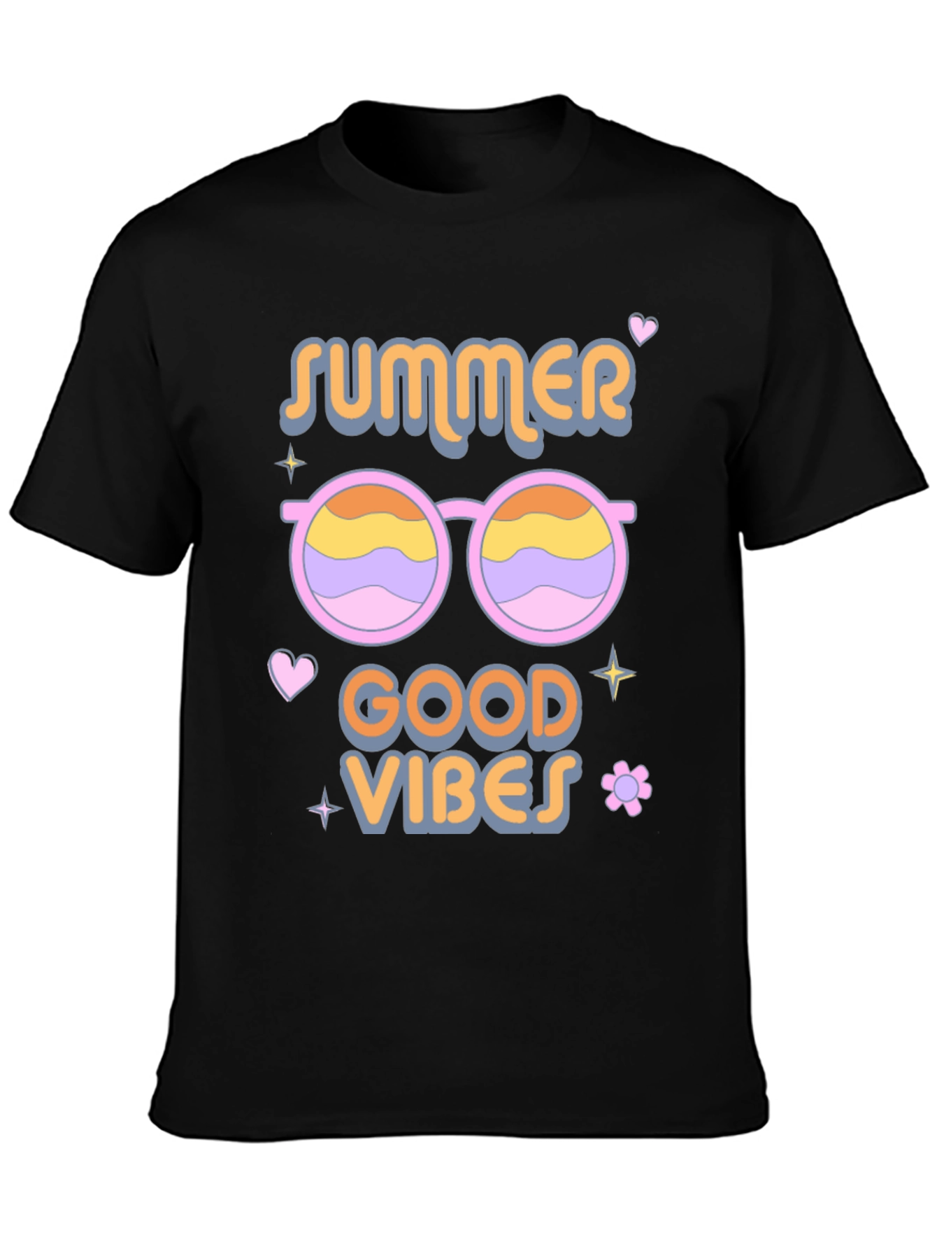 Summer Good Vibes Black T-Shirt