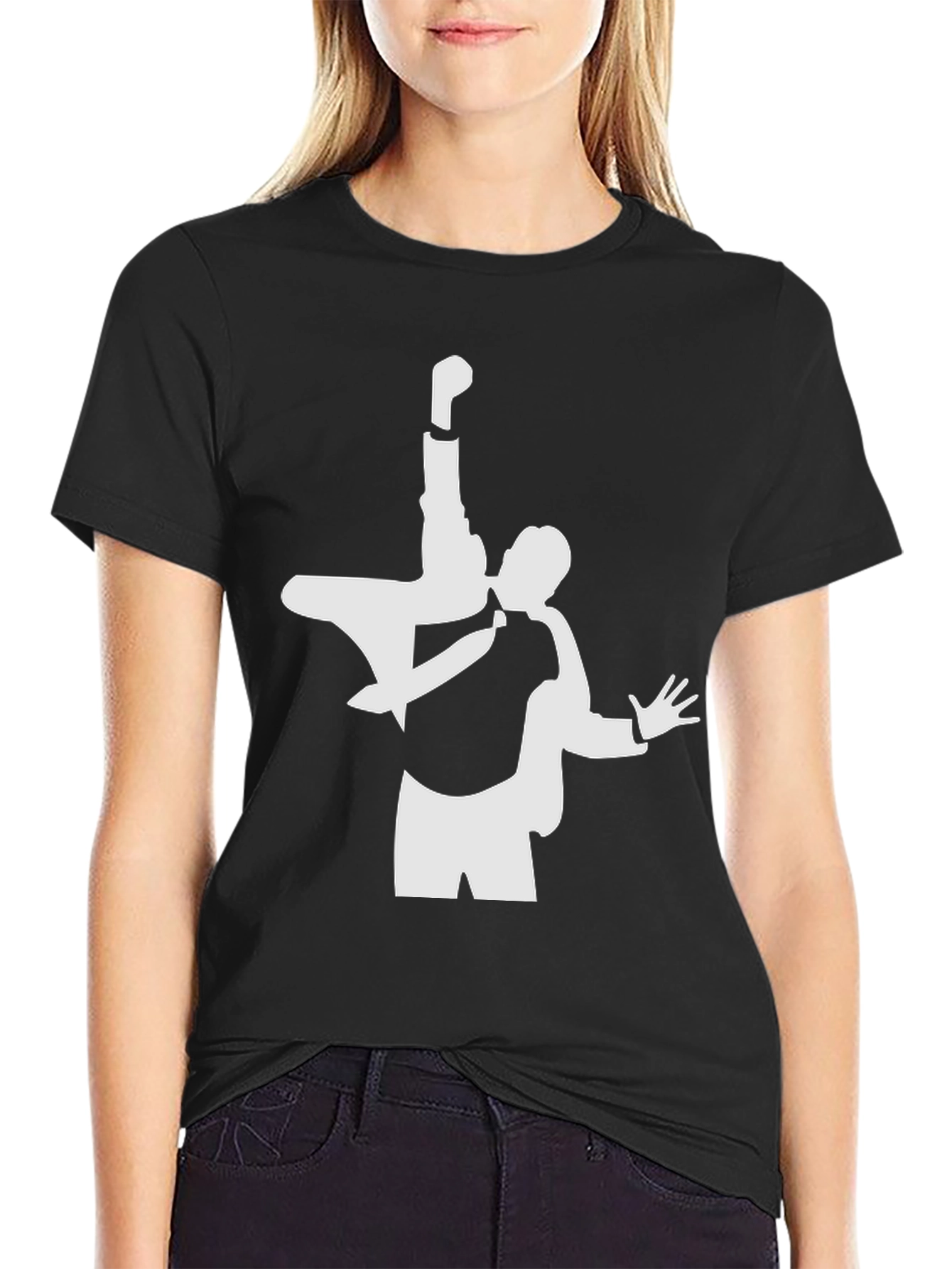 Black T-Shirt with Unique Silhouette Design