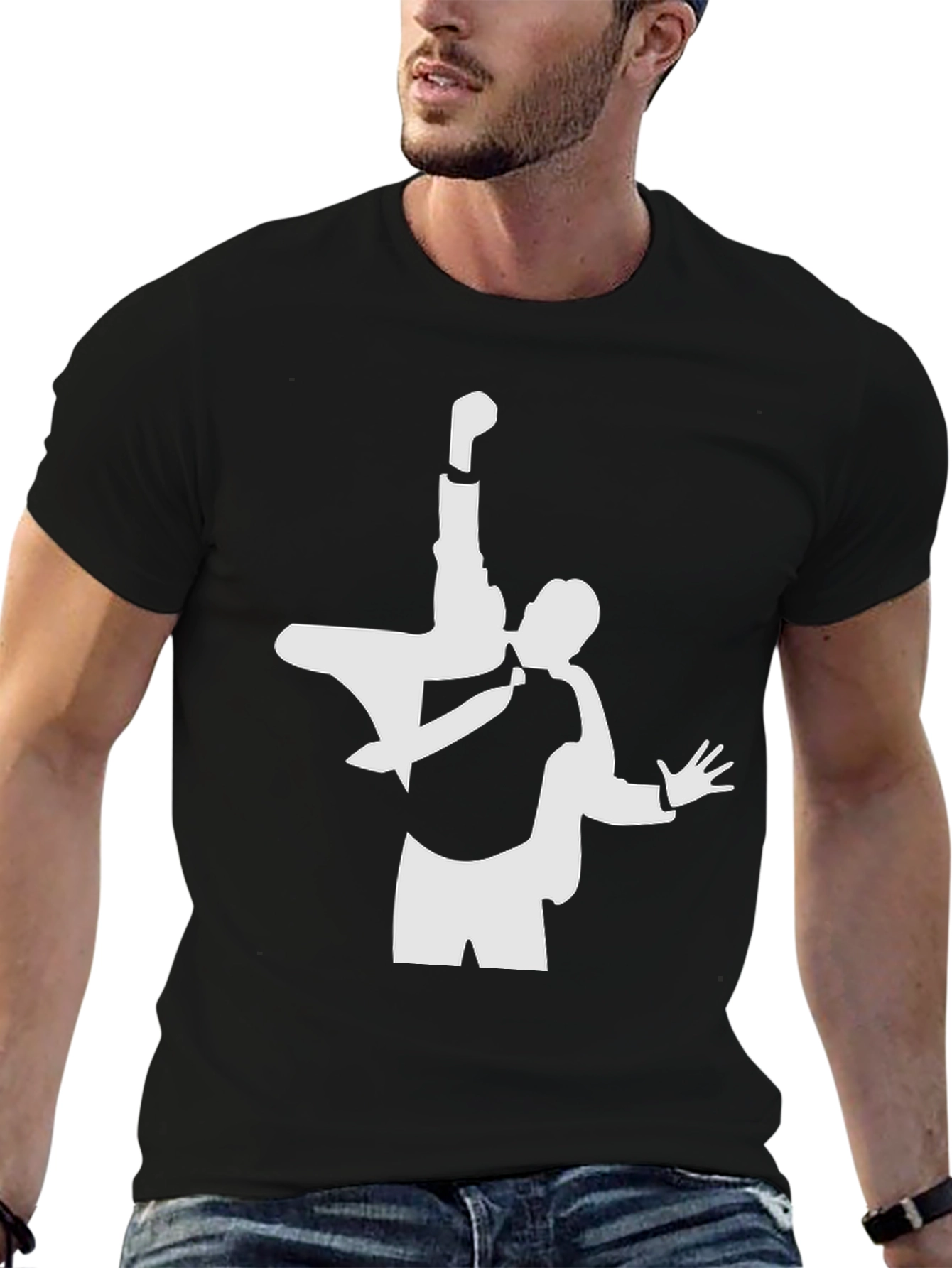 Black T-Shirt with Unique Silhouette Design