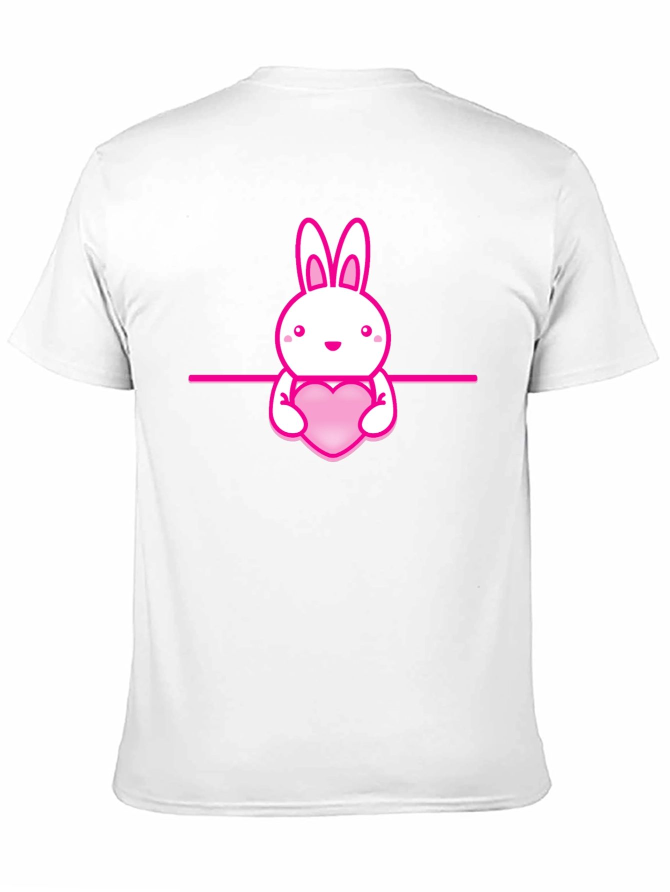 Cute Bunny Holding Heart Black T-Shirt