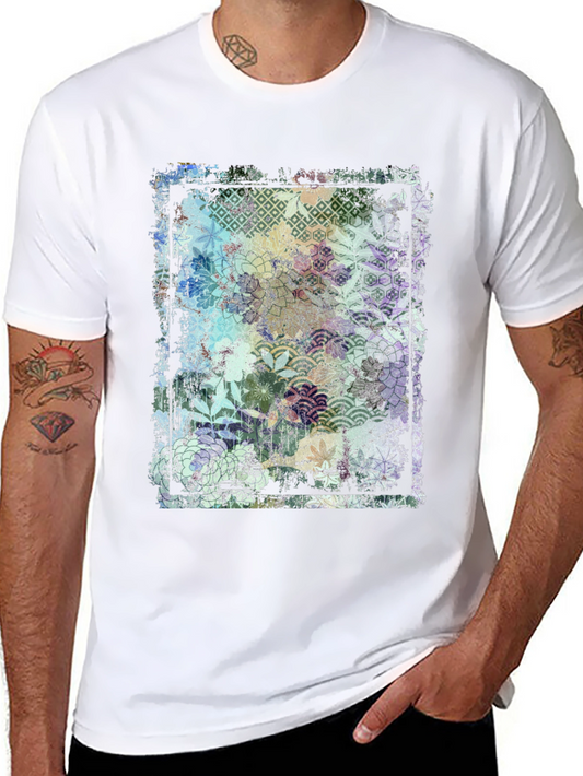 Floral Pattern Graphic Tee - Soft Cotton Comfort
