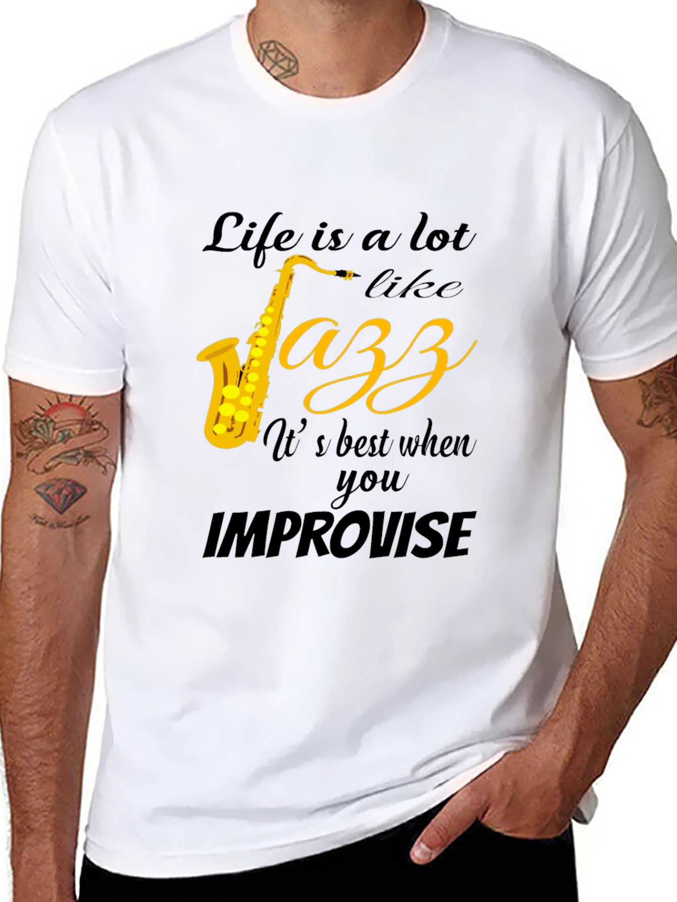 Life is Jazz T-Shirt Improvise Tee Music Lover Gift