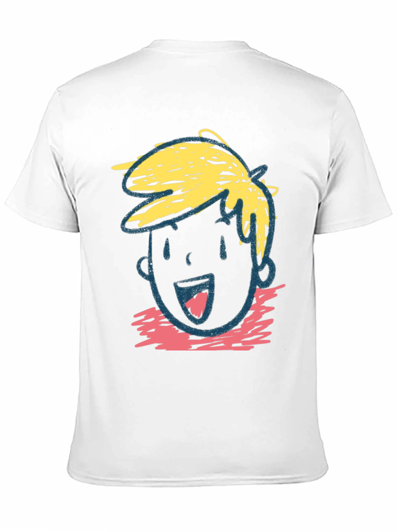 Cartoon Face Graphic Tee - Black Cotton Casual T-Shirt