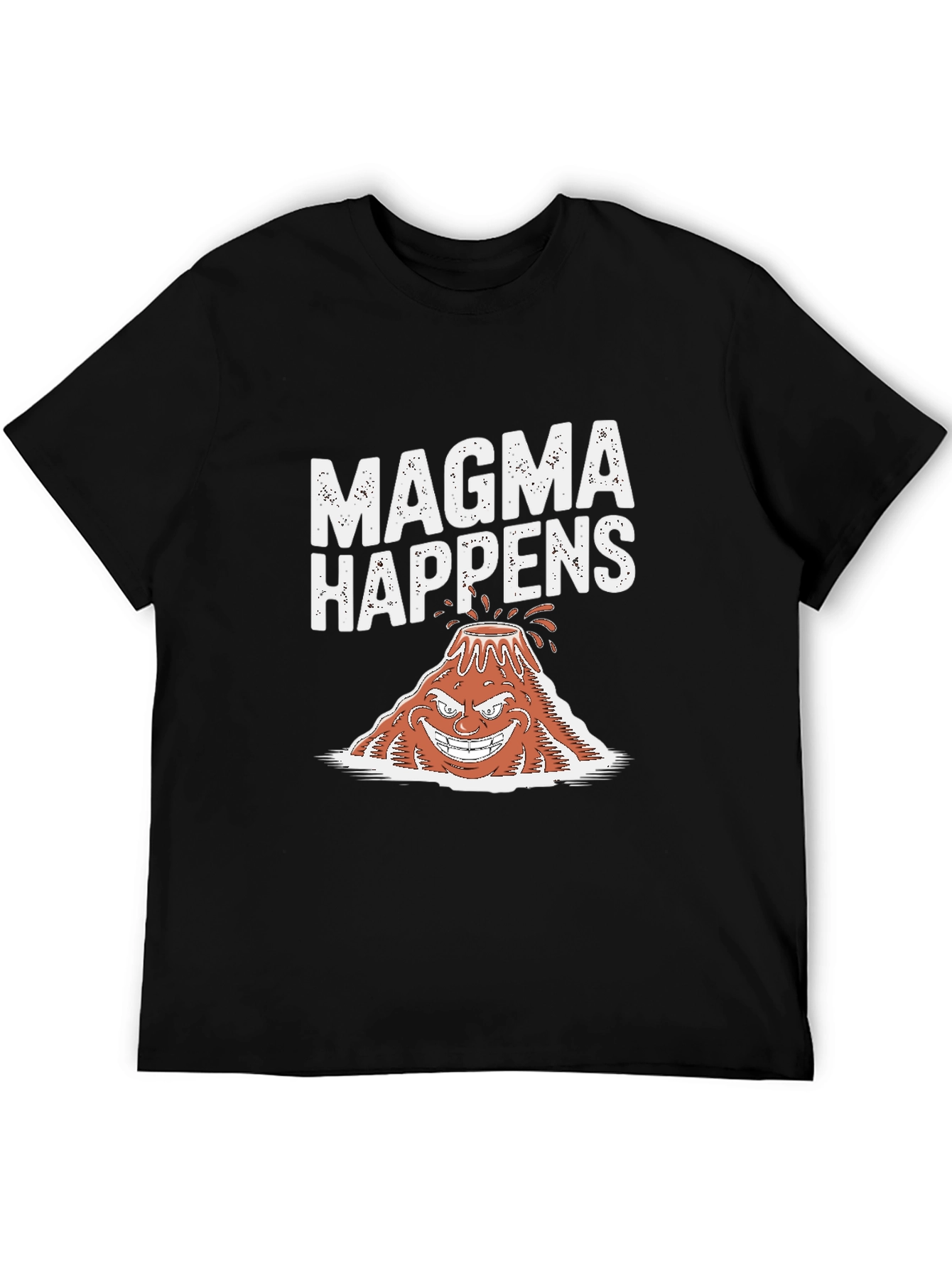 Magma Happens Funny Volcano Graphic Black T-Shirt