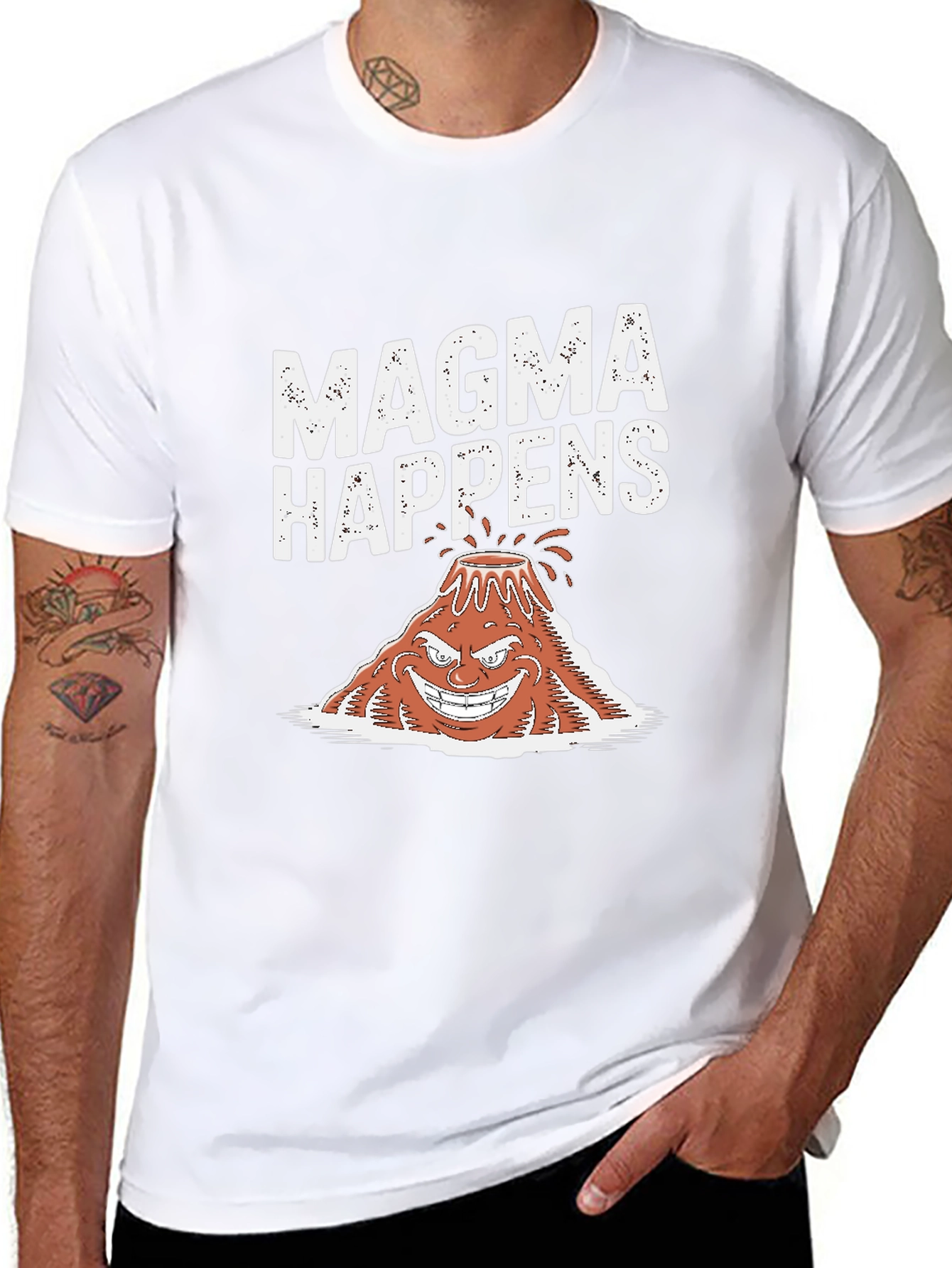 Magma Happens Funny Volcano Graphic Black T-Shirt