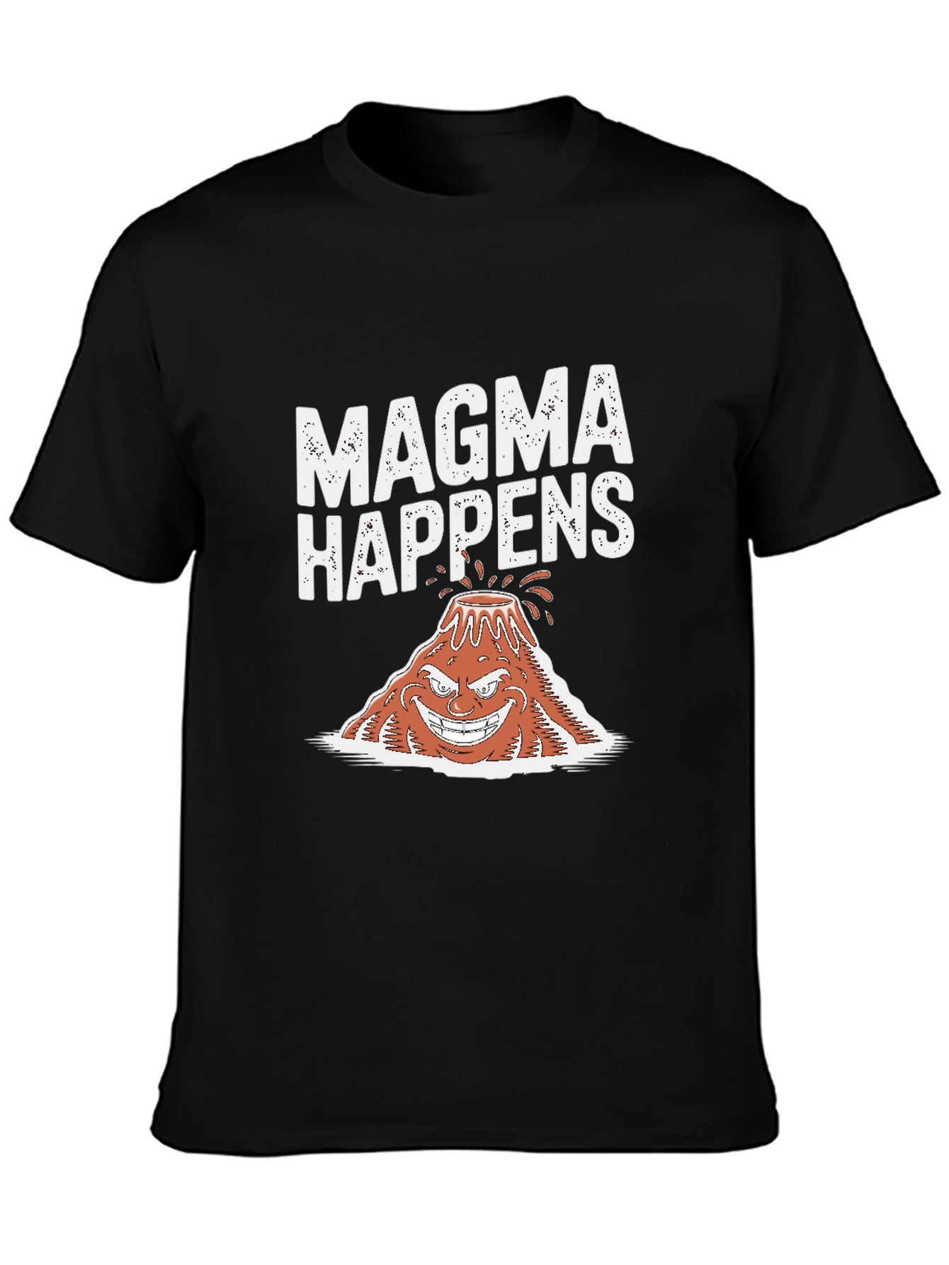 Magma Happens Funny Volcano Graphic Black T-Shirt