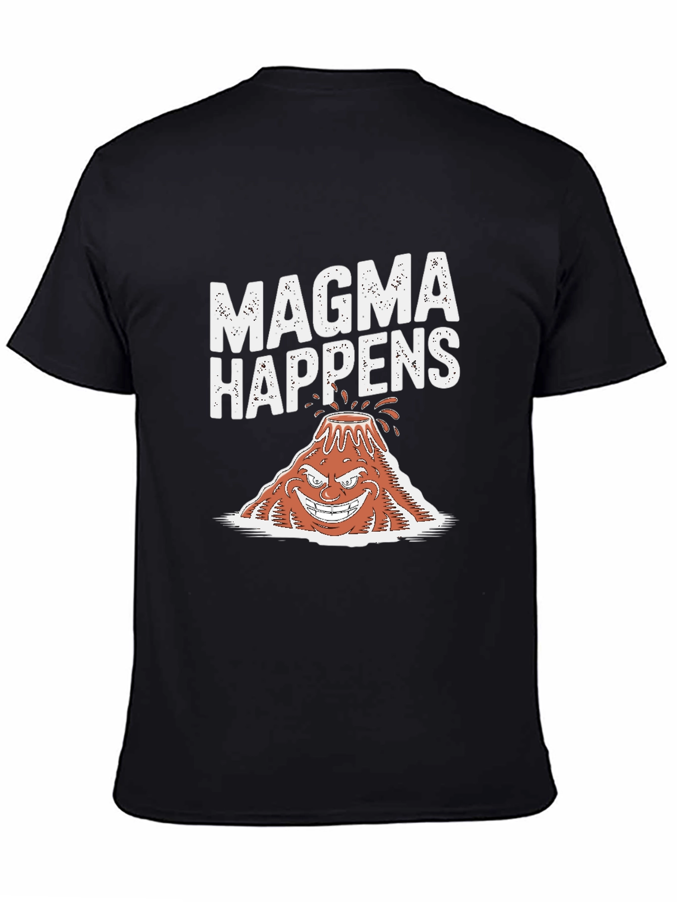 Magma Happens Funny Volcano Graphic Black T-Shirt