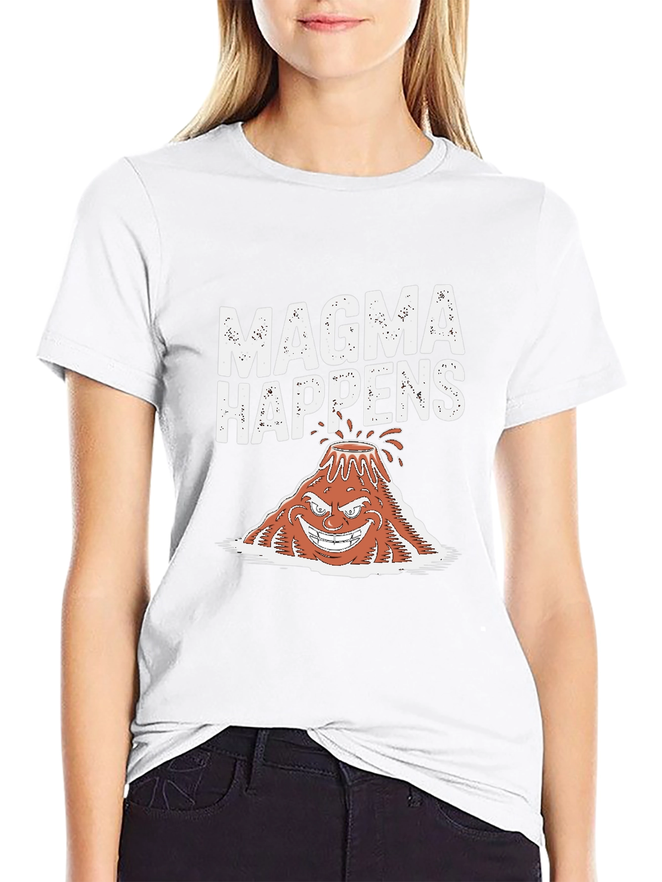 Magma Happens Funny Volcano Graphic Black T-Shirt