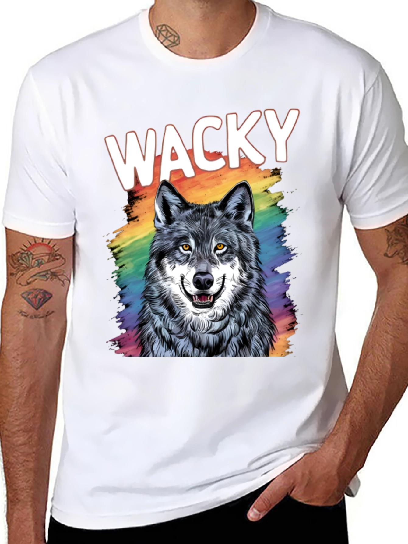 Wacky Wolf Graphic Tee - Black Cotton T-Shirt