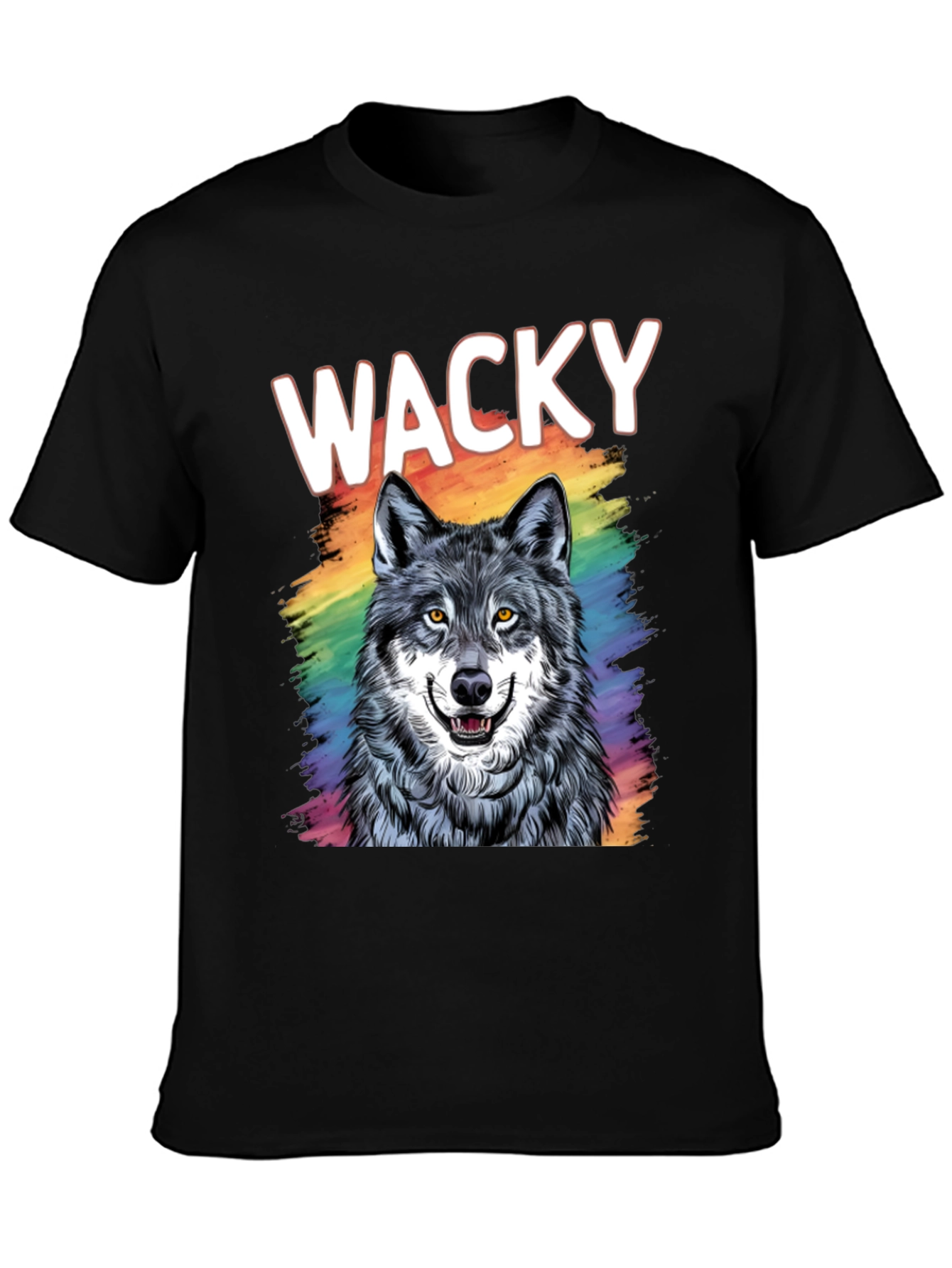 Wacky Wolf Graphic Tee - Black Cotton T-Shirt