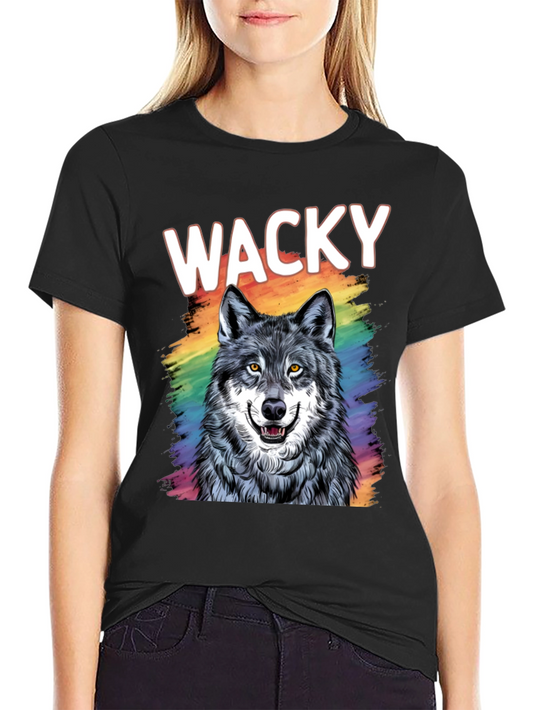 Wacky Wolf Graphic Tee - Black Cotton T-Shirt