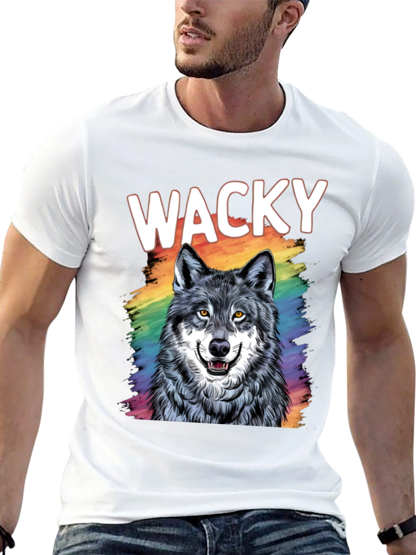 Wacky Wolf Graphic Tee - Black Cotton T-Shirt