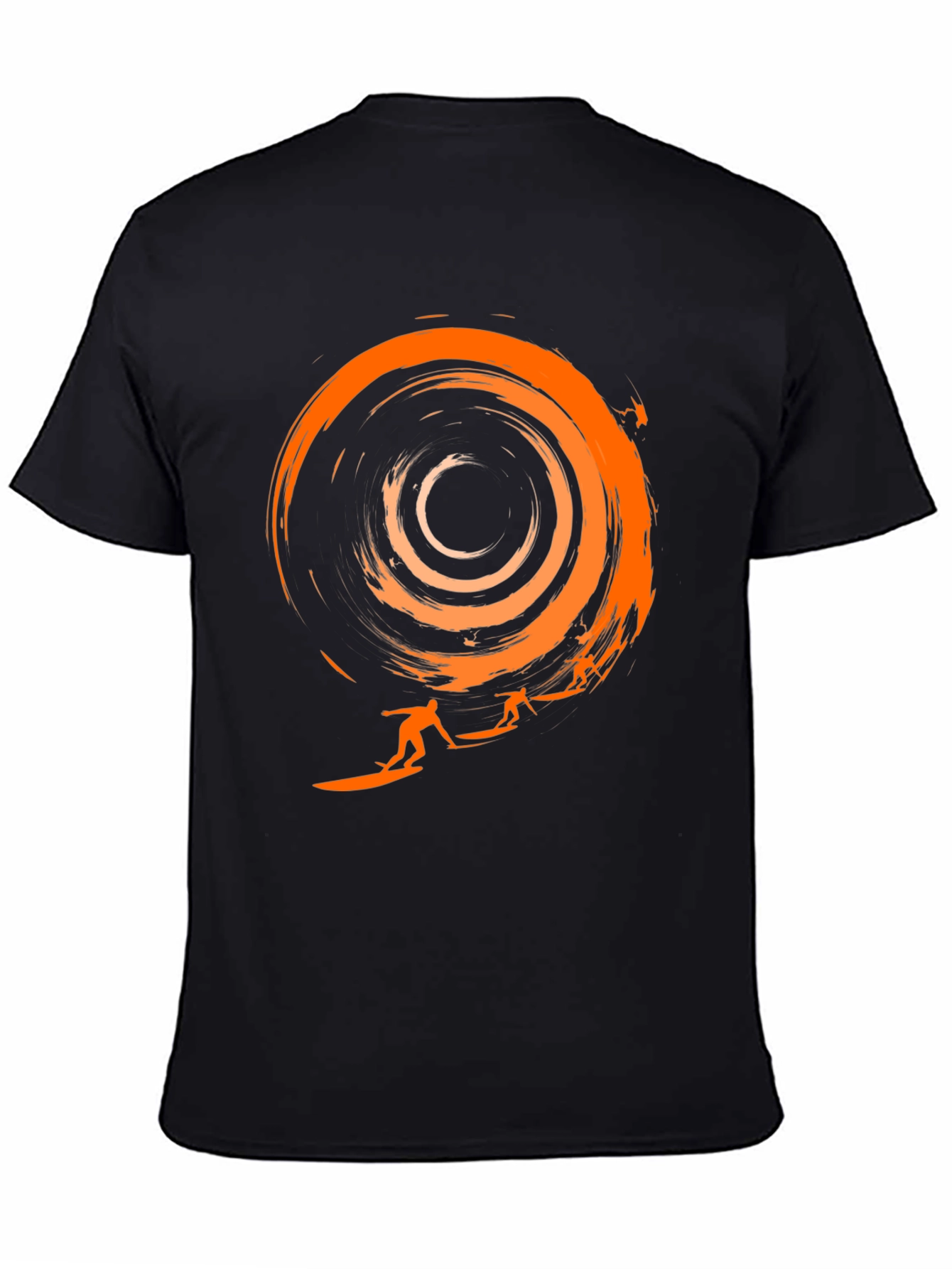 Surfer Silhouette Graphic Tee - Black Cotton T-Shirt