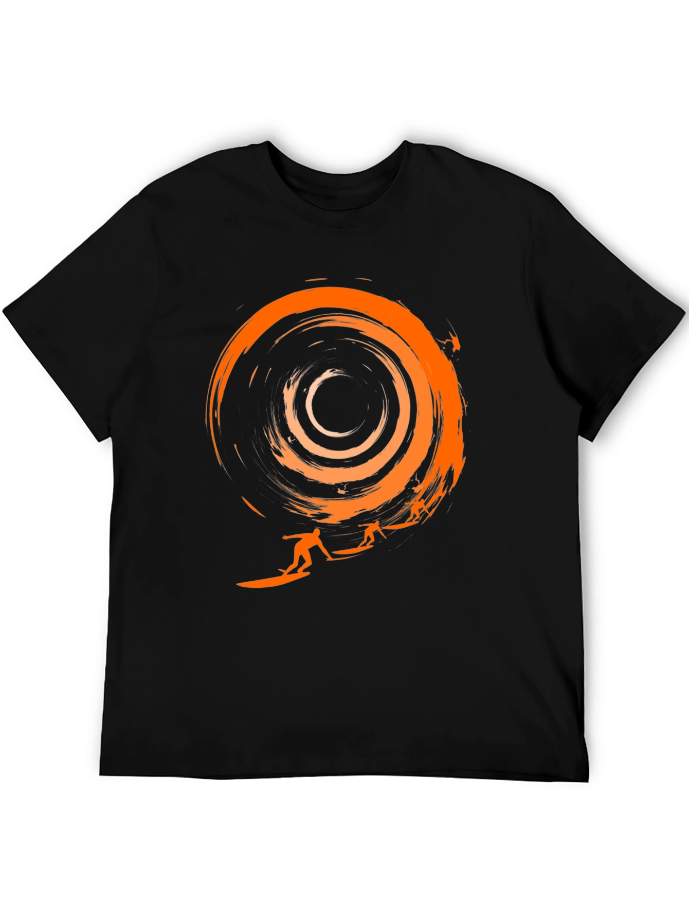 Surfer Silhouette Graphic Tee - Black Cotton T-Shirt