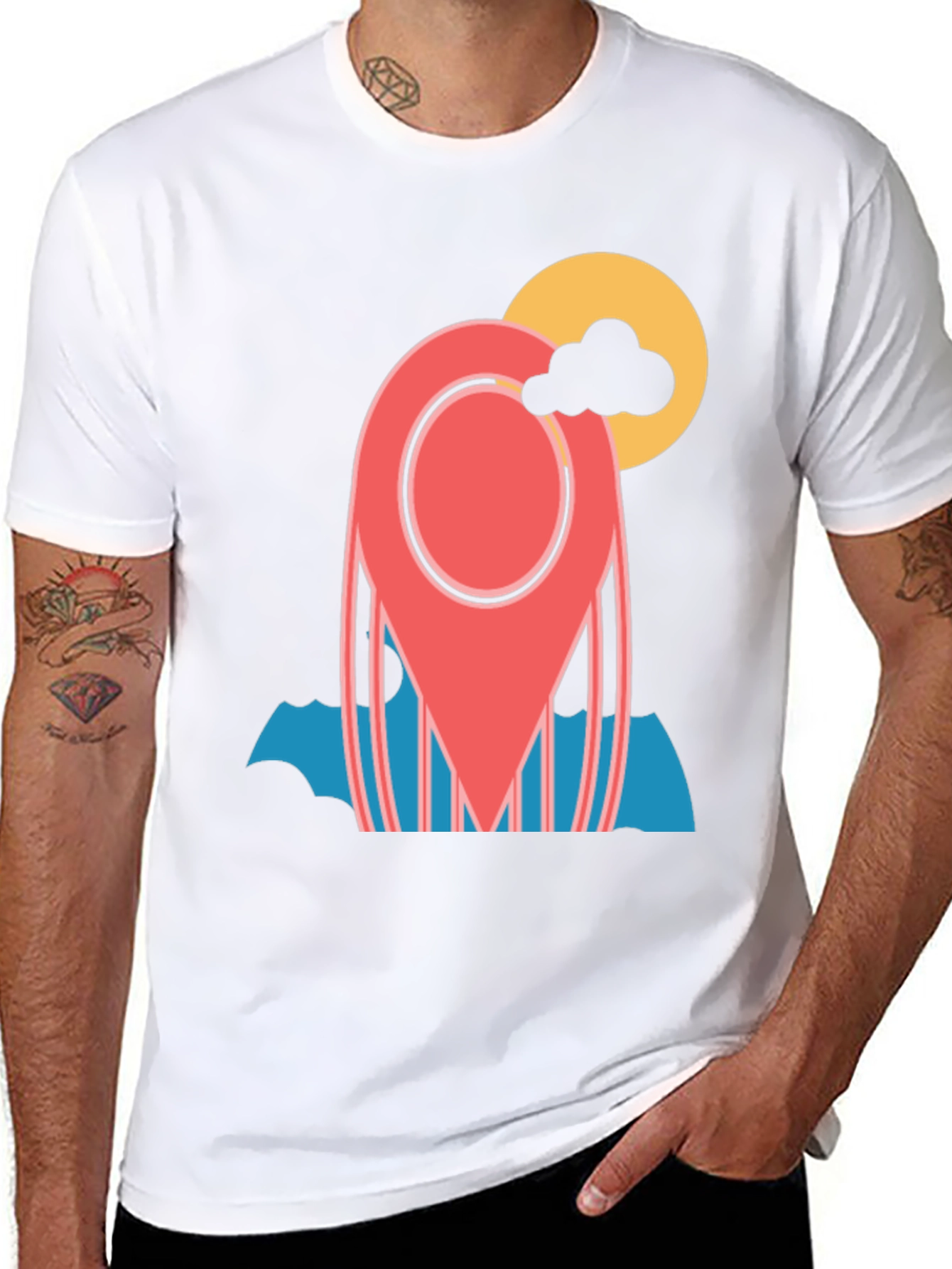 Location Pin Graphic Tee - Stylish Travel T-Shirt