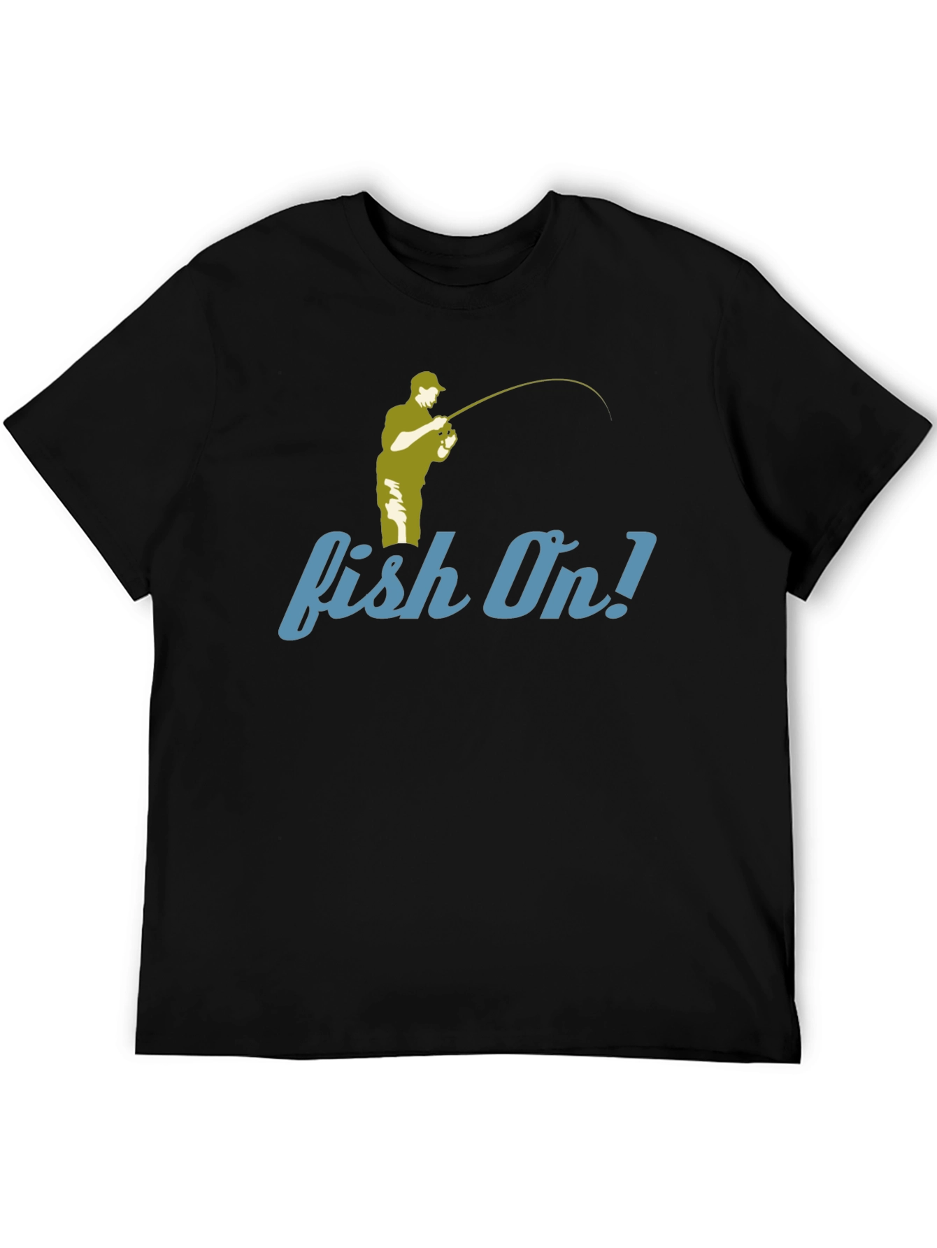 Fishing T-Shirt - Fish On! Design - Black Tee
