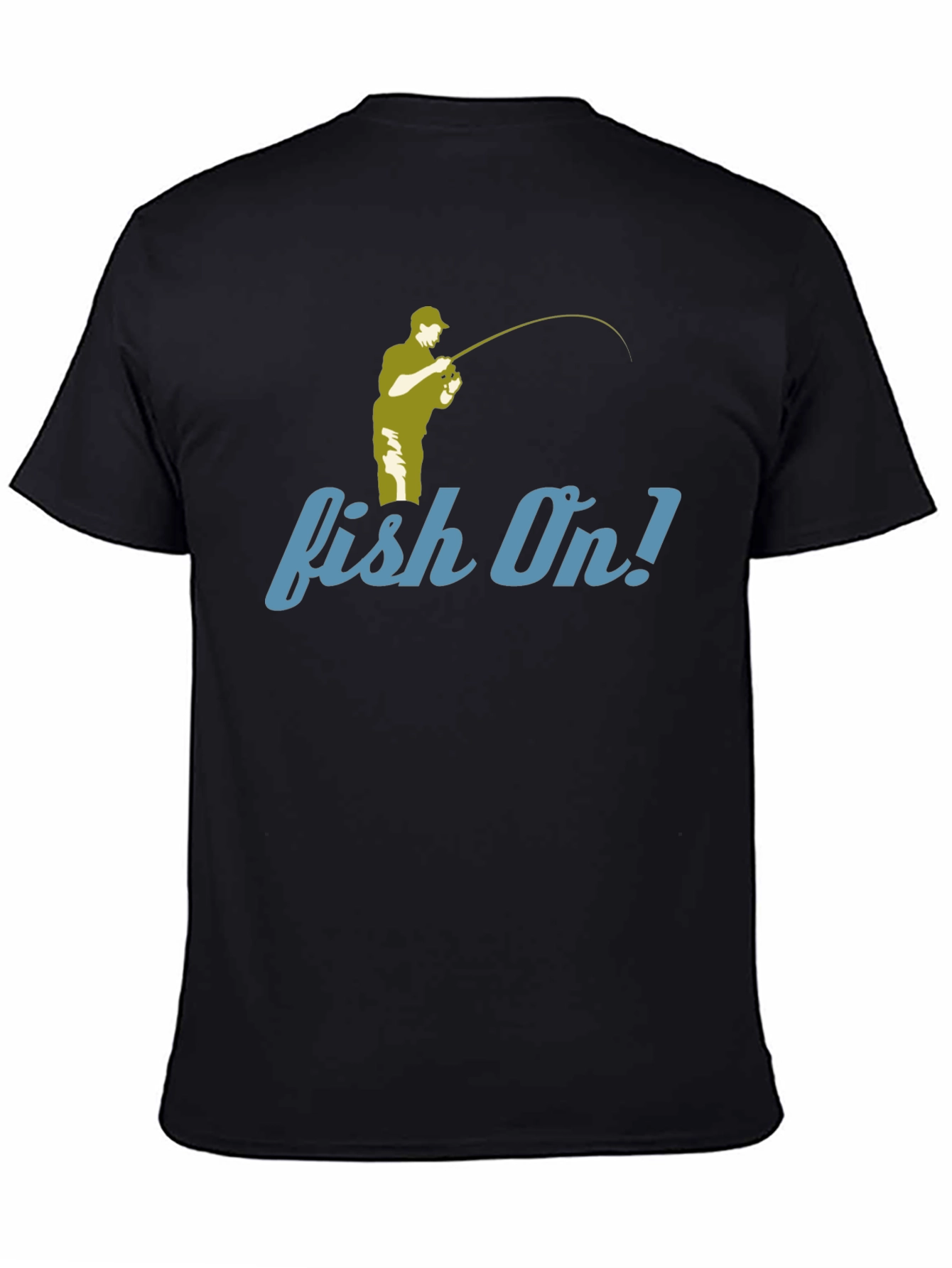 Fishing T-Shirt - Fish On! Design - Black Tee