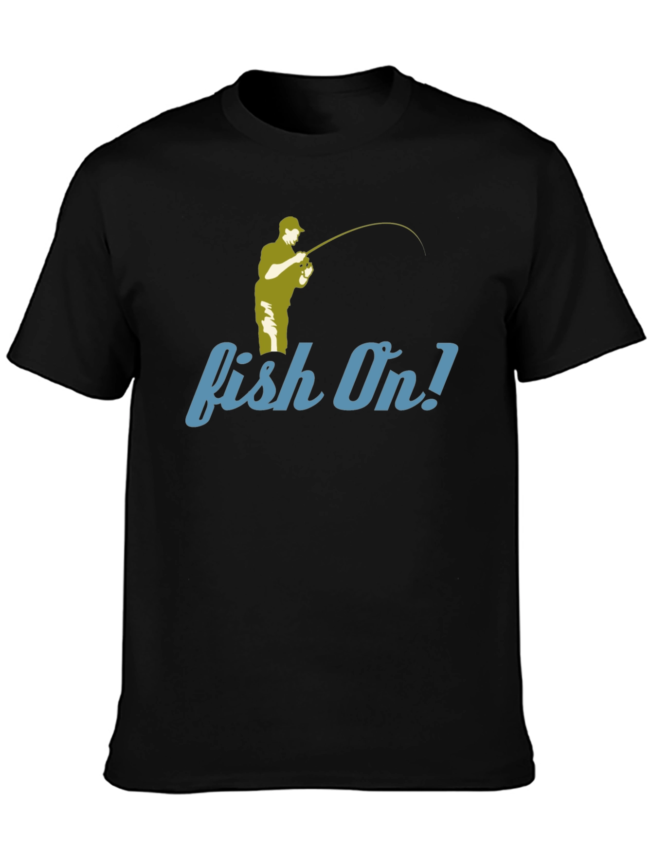 Fishing T-Shirt - Fish On! Design - Black Tee